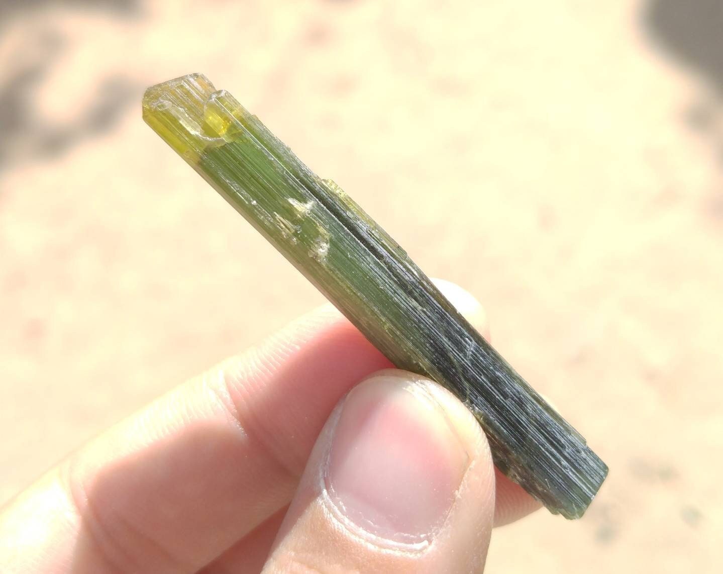 ARSAA GEMS AND MINERALSNatural top quality beautiful 6.6 grams double terminated double sided green cap Tourmaline crystal - Premium  from ARSAA GEMS AND MINERALS - Just $35.00! Shop now at ARSAA GEMS AND MINERALS