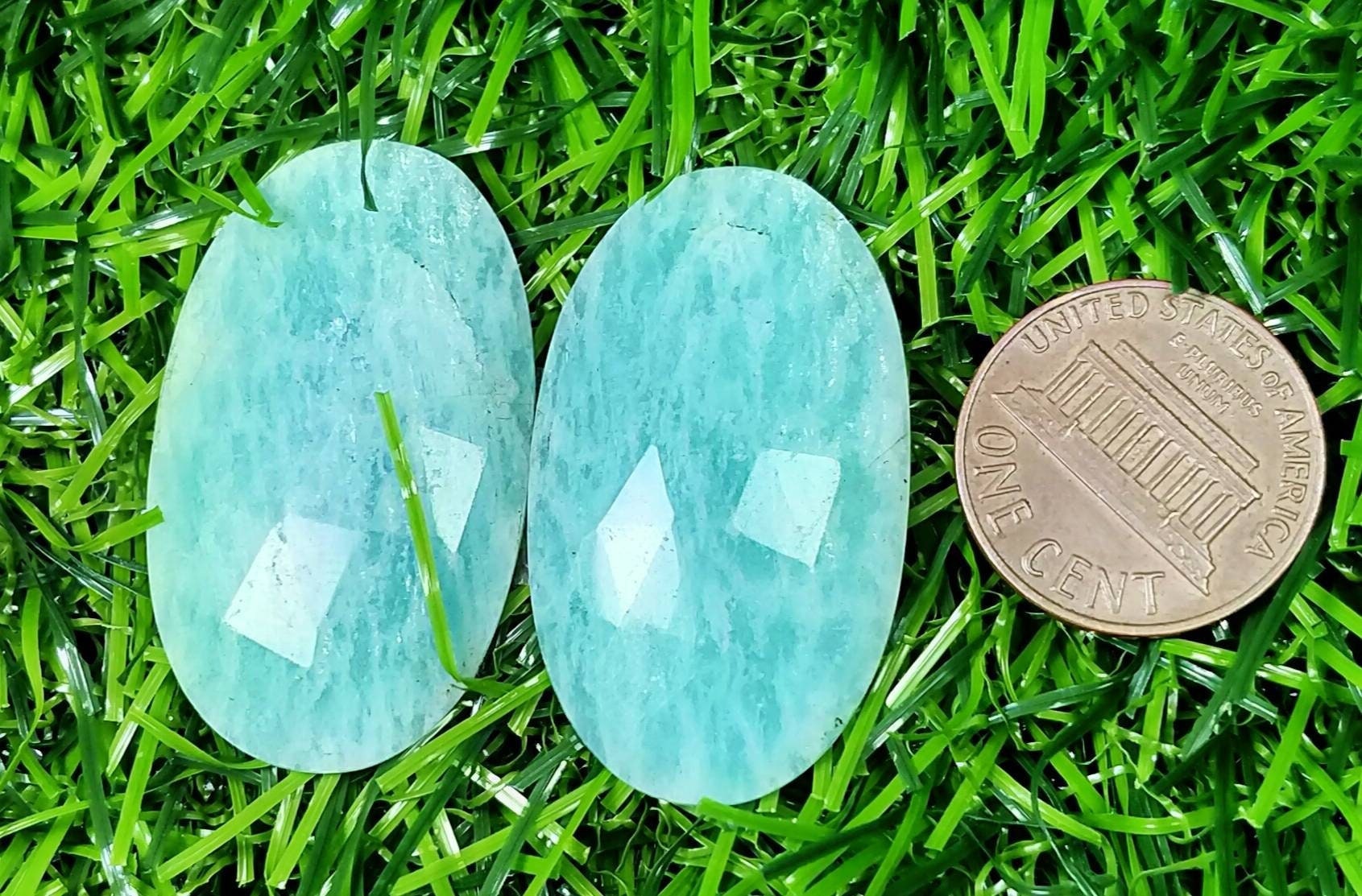 ARSAA GEMS AND MINERALSNatural top quality pair of rose cut/faceted amazonite cabochon - Premium  from ARSAA GEMS AND MINERALS - Just $20.00! Shop now at ARSAA GEMS AND MINERALS