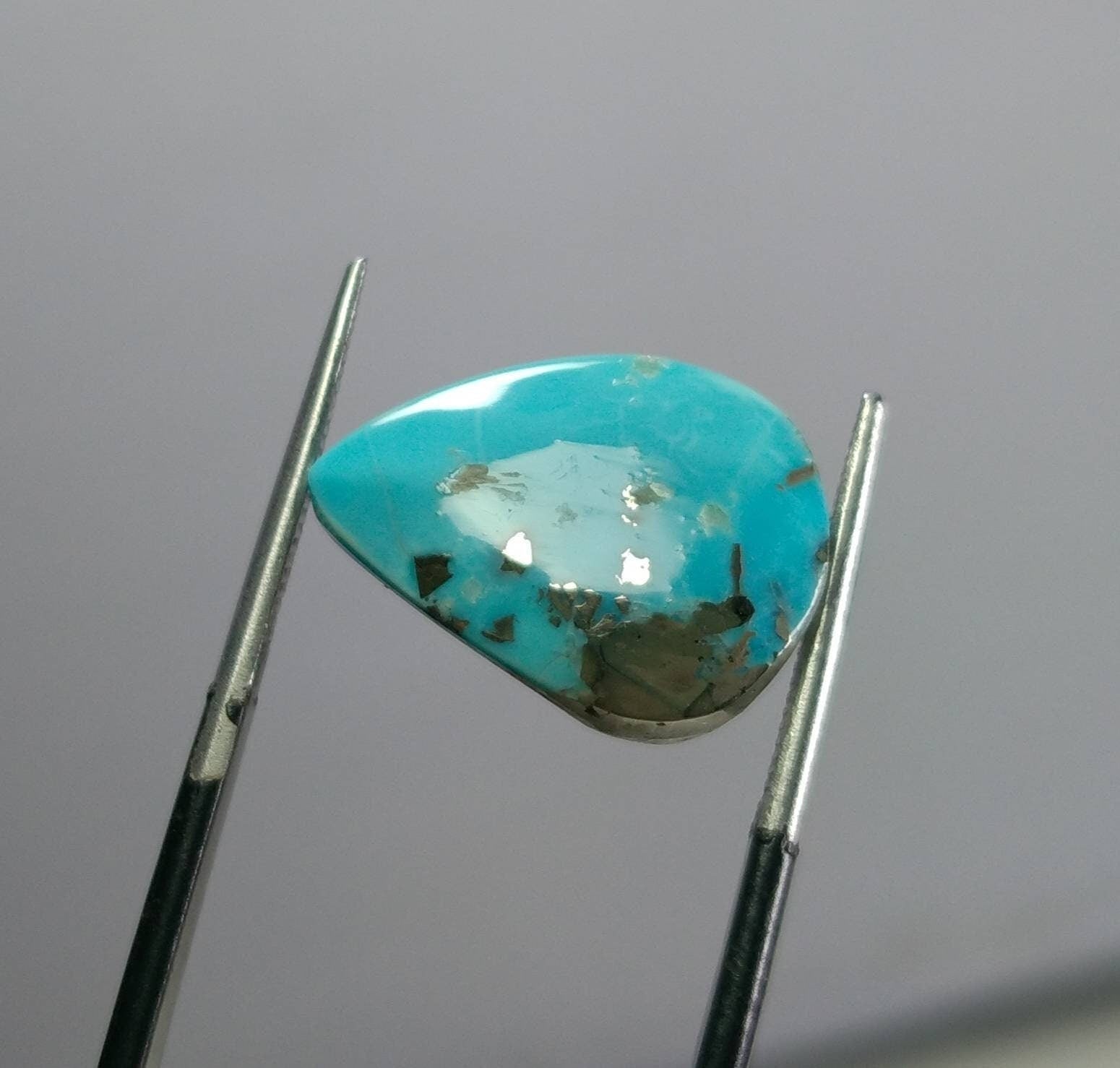 ARSAA GEMS AND MINERALSNatural aesthetic pear shape 7.5 carats faceted turquoise with pyrite cabochon - Premium  from ARSAA GEMS AND MINERALS - Just $24.00! Shop now at ARSAA GEMS AND MINERALS