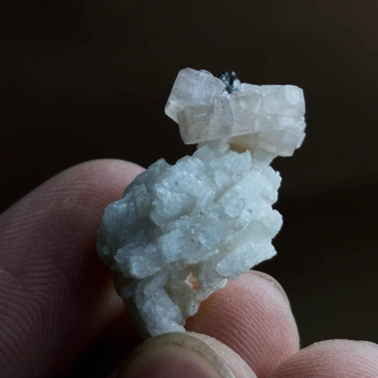ARSAA GEMS AND MINERALSLight pink apatite on matrix on albite with black tourmaline inclusion crystal - Premium  from ARSAA GEMS AND MINERALS - Just $30.00! Shop now at ARSAA GEMS AND MINERALS