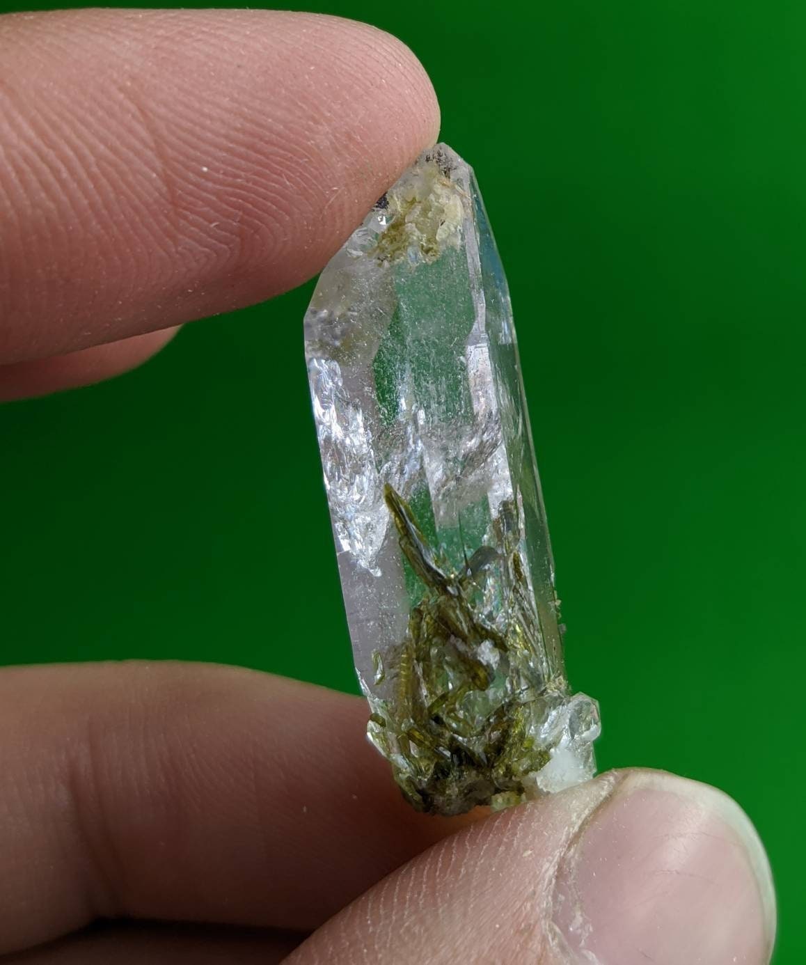 ARSAA GEMS AND MINERALSEpidote included quartz crystal from Balochistan Pakistan , Nice termination clear with beautiful epidote inclusion - Premium  from ARSAA GEMS AND MINERALS - Just $20.00! Shop now at ARSAA GEMS AND MINERALS