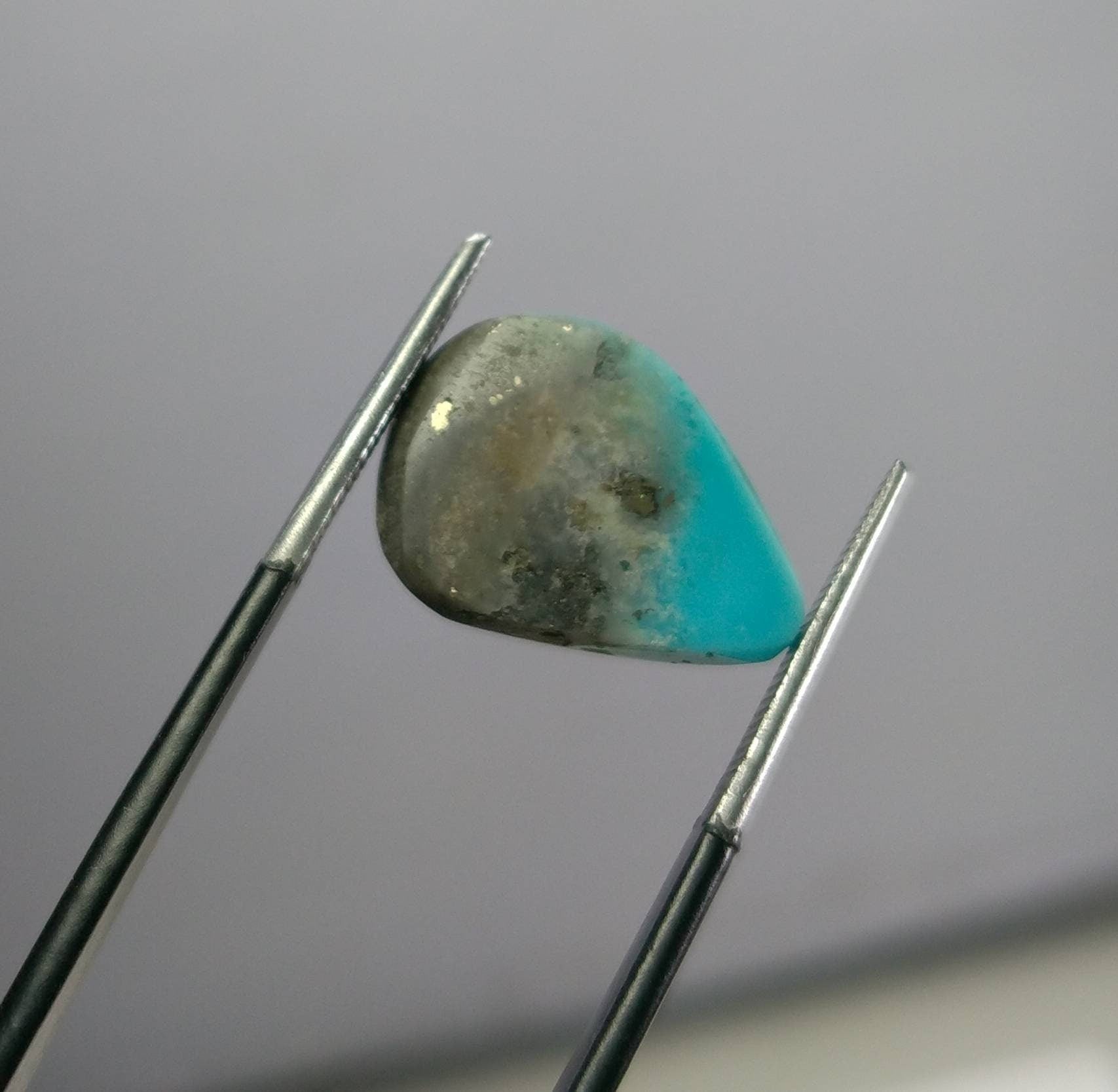 ARSAA GEMS AND MINERALSNatural aesthetic pear shape 7.5 carats faceted turquoise with pyrite cabochon - Premium  from ARSAA GEMS AND MINERALS - Just $24.00! Shop now at ARSAA GEMS AND MINERALS