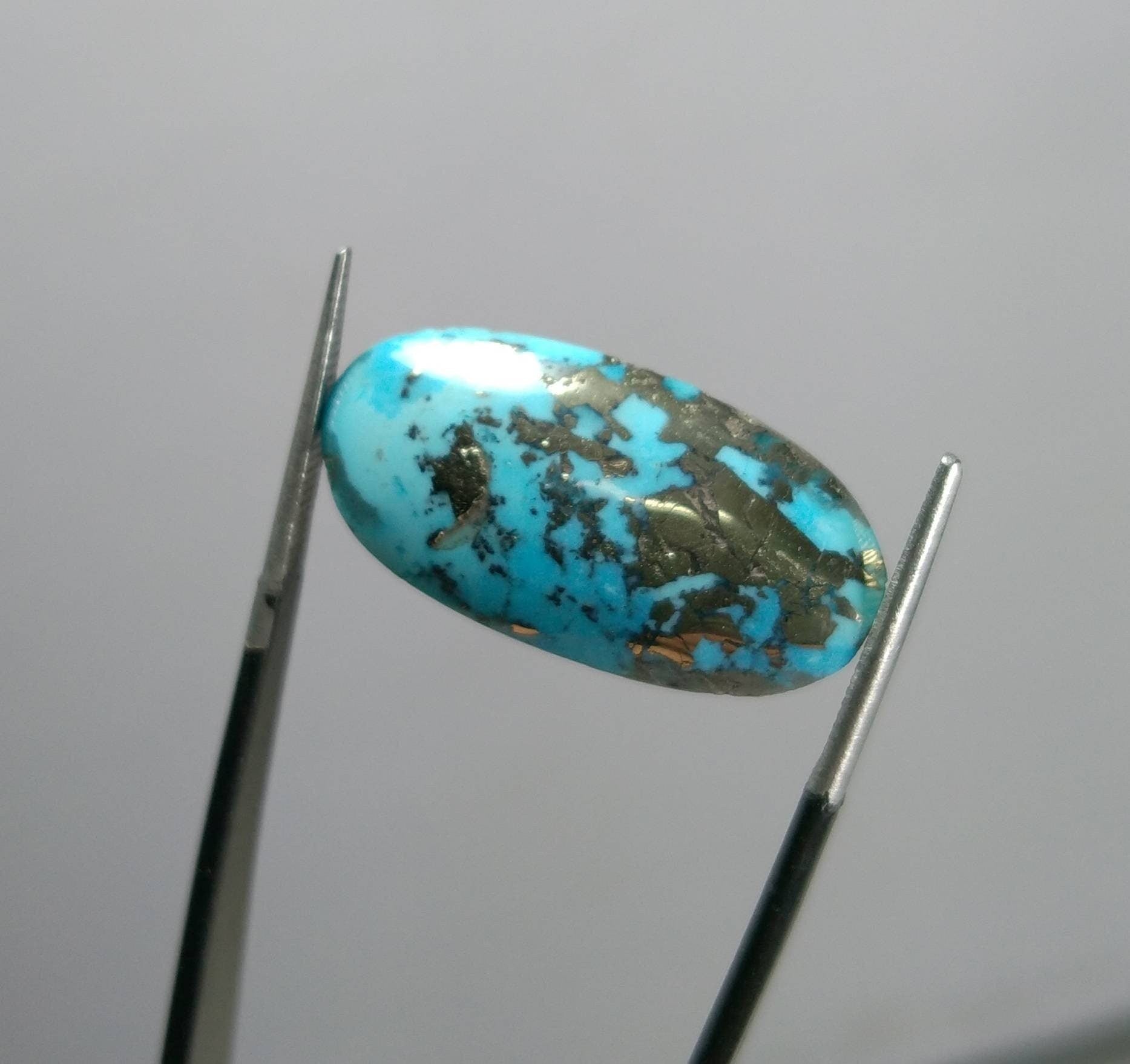 ARSAA GEMS AND MINERALSNatural fine quality beautiful 17 carats oval shape turquoise with pyrite cabochon - Premium  from ARSAA GEMS AND MINERALS - Just $35.00! Shop now at ARSAA GEMS AND MINERALS