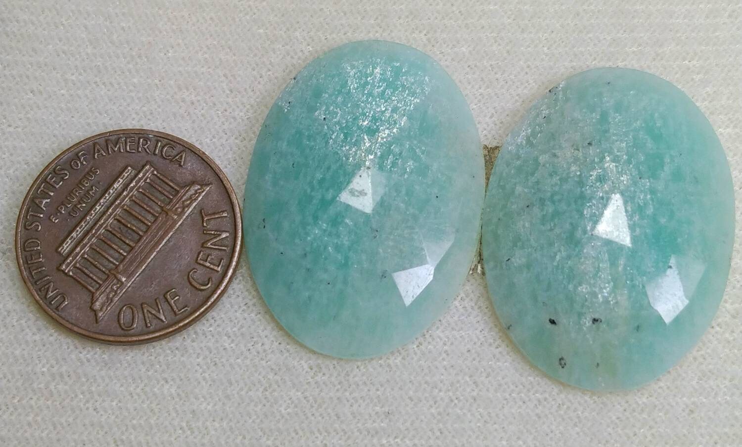 ARSAA GEMS AND MINERALSNatural fine quality beautiful 36 Carats pair of rose cut Faceted oval shapes amazonite Cabochons - Premium  from ARSAA GEMS AND MINERALS - Just $15.00! Shop now at ARSAA GEMS AND MINERALS