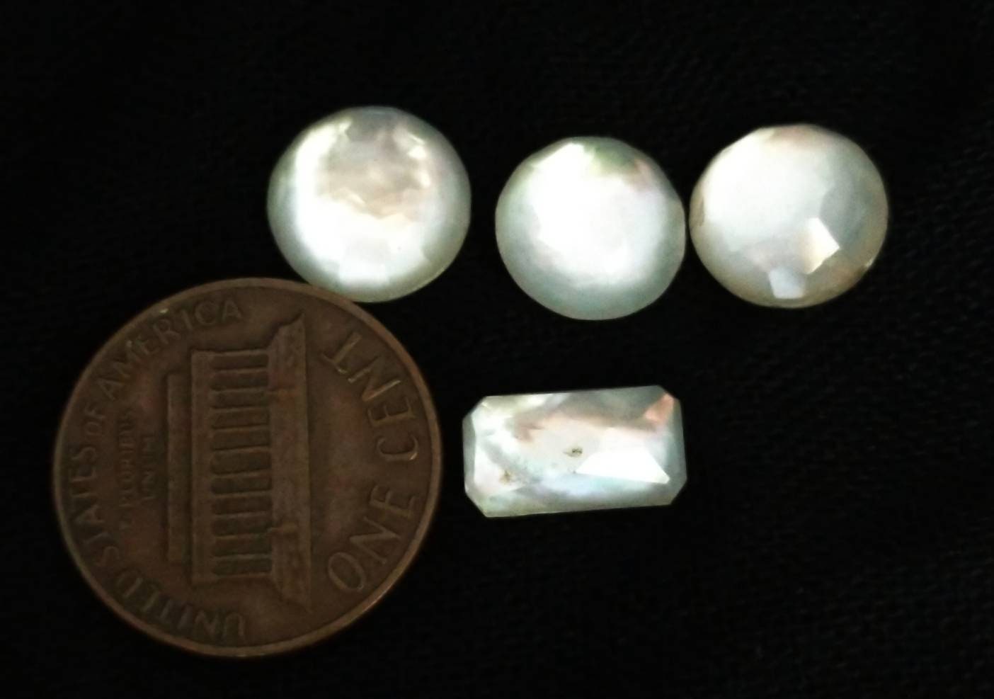 ARSAA GEMS AND MINERALSNatural top quality beautiful 13.5 carats small set of rose cut Faceted quartz with mother of pearl doublets Cabochons - Premium  from ARSAA GEMS AND MINERALS - Just $20.00! Shop now at ARSAA GEMS AND MINERALS