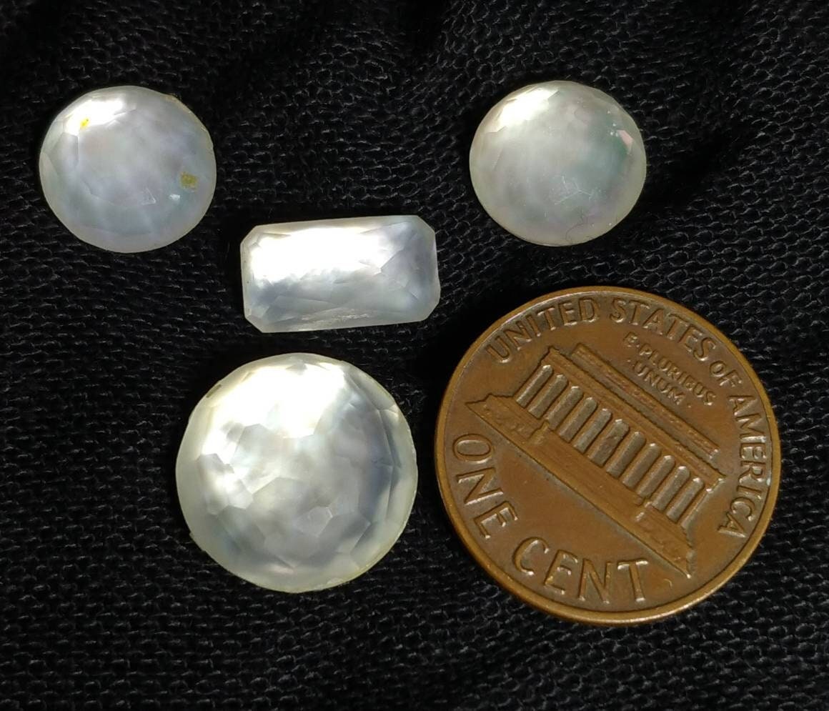 ARSAA GEMS AND MINERALSNatural top quality beautiful 16 carats small set of rose cut Faceted quartz with mother of pearl doublets Cabochons - Premium  from ARSAA GEMS AND MINERALS - Just $25.00! Shop now at ARSAA GEMS AND MINERALS