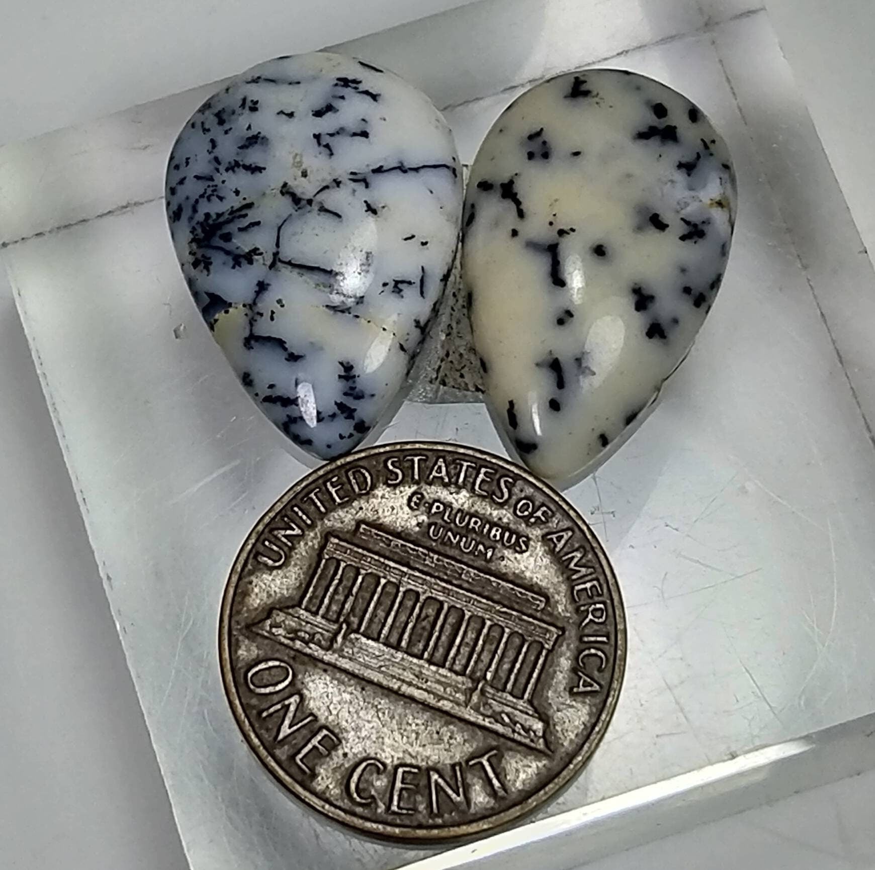ARSAA GEMS AND MINERALSNatural top quality beautiful pair of pear shape dendritic opal cabochons - Premium  from ARSAA GEMS AND MINERALS - Just $15.00! Shop now at ARSAA GEMS AND MINERALS