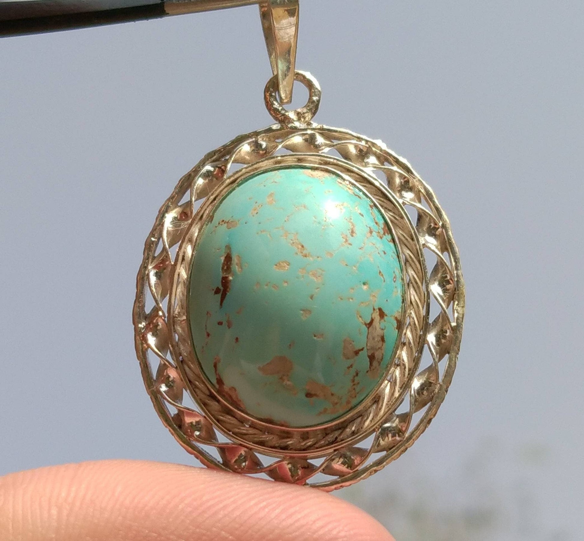 ARSAA GEMS AND MINERALSNatural top Quality beautiful untreated unheated oval shape turquoise sterling silver pendant - Premium  from ARSAA GEMS AND MINERALS - Just $55.00! Shop now at ARSAA GEMS AND MINERALS