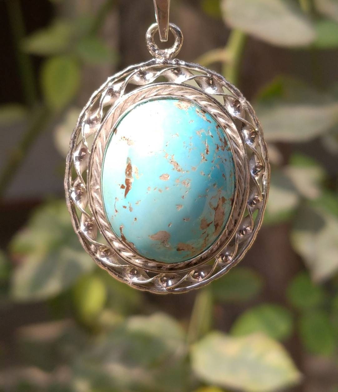 ARSAA GEMS AND MINERALSNatural top Quality beautiful untreated unheated oval shape turquoise sterling silver pendant - Premium  from ARSAA GEMS AND MINERALS - Just $55.00! Shop now at ARSAA GEMS AND MINERALS