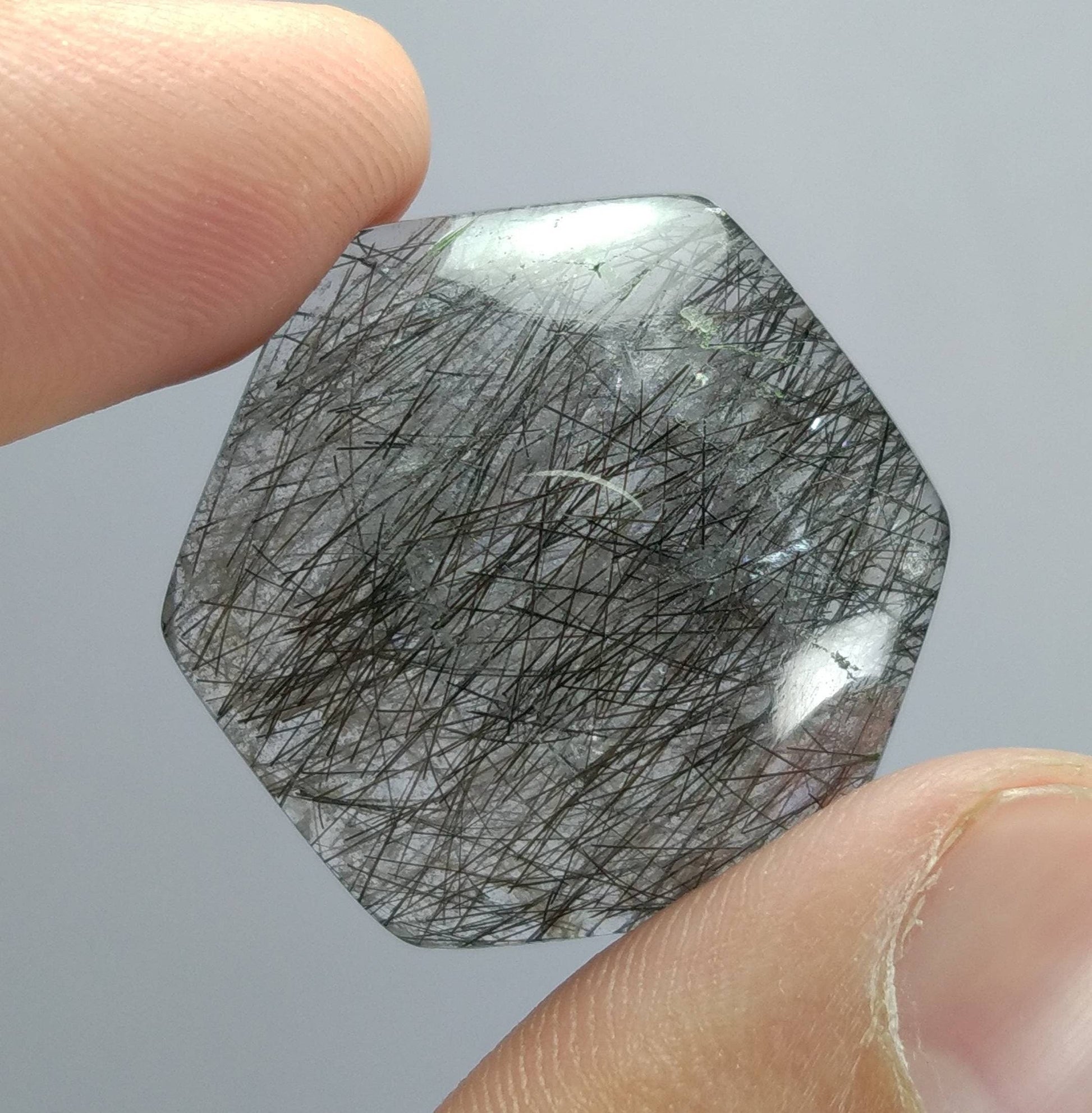 ARSAA GEMS AND MINERALSNatural fine quality beautiful 55.5 carats hexagonal shape black Tourmaline included Quartz Cabochon - Premium  from ARSAA GEMS AND MINERALS - Just $25.00! Shop now at ARSAA GEMS AND MINERALS