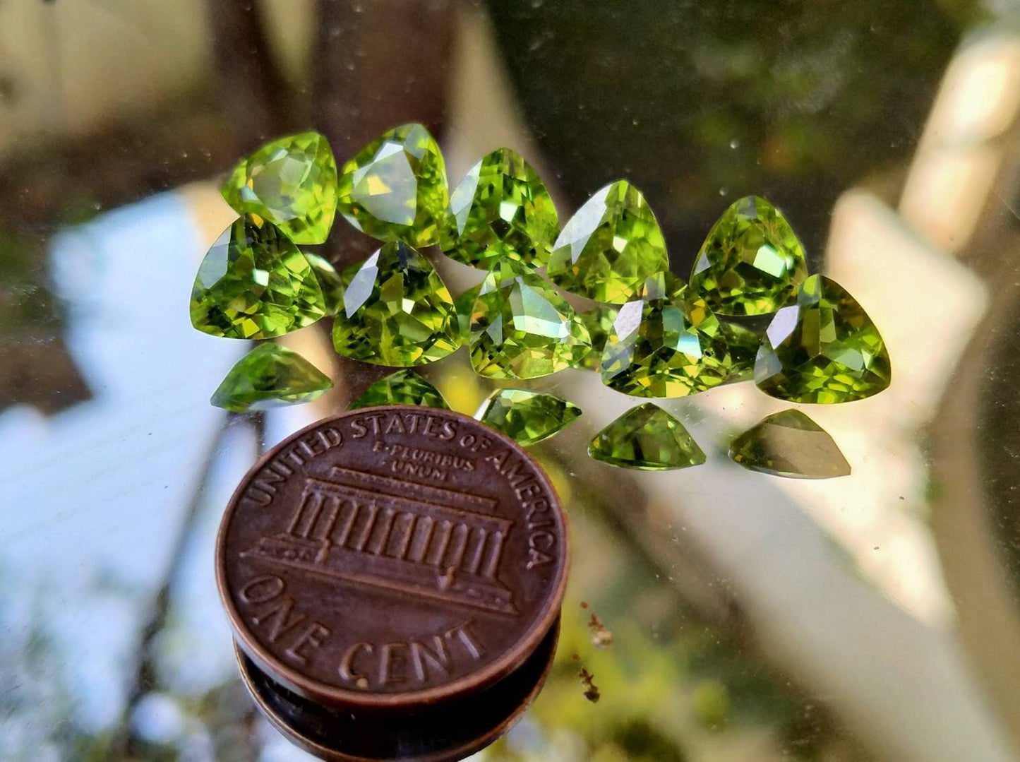ARSAA GEMS AND MINERALSNatural top quality faceted beautiful trillion shape calibrated green peridot gems - Premium  from ARSAA GEMS AND MINERALS - Just $160.00! Shop now at ARSAA GEMS AND MINERALS
