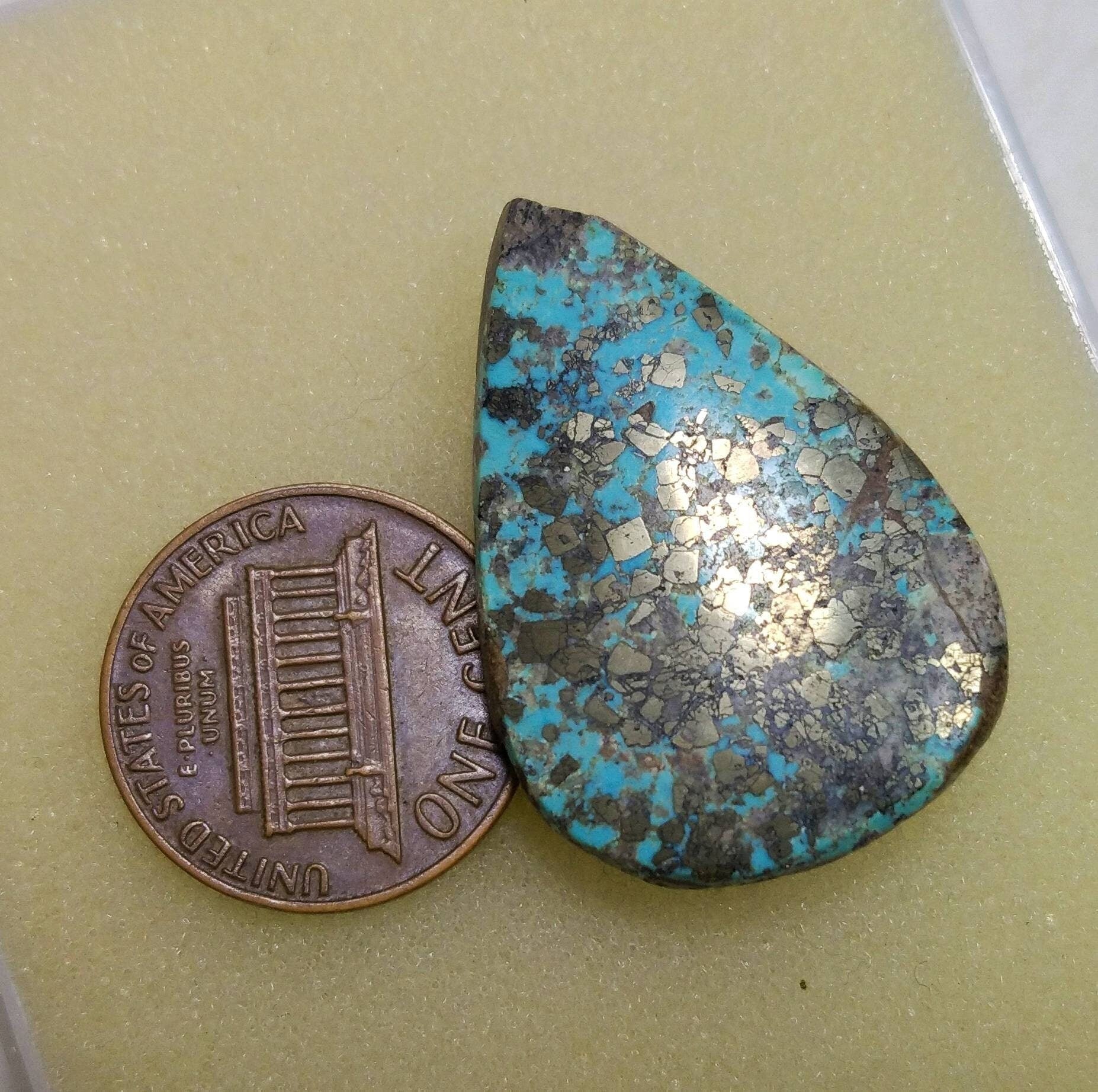 ARSAA GEMS AND MINERALSNatural good quality beautiful 34 carats pear shape turquoise with pyrite cabochon - Premium  from ARSAA GEMS AND MINERALS - Just $20.00! Shop now at ARSAA GEMS AND MINERALS
