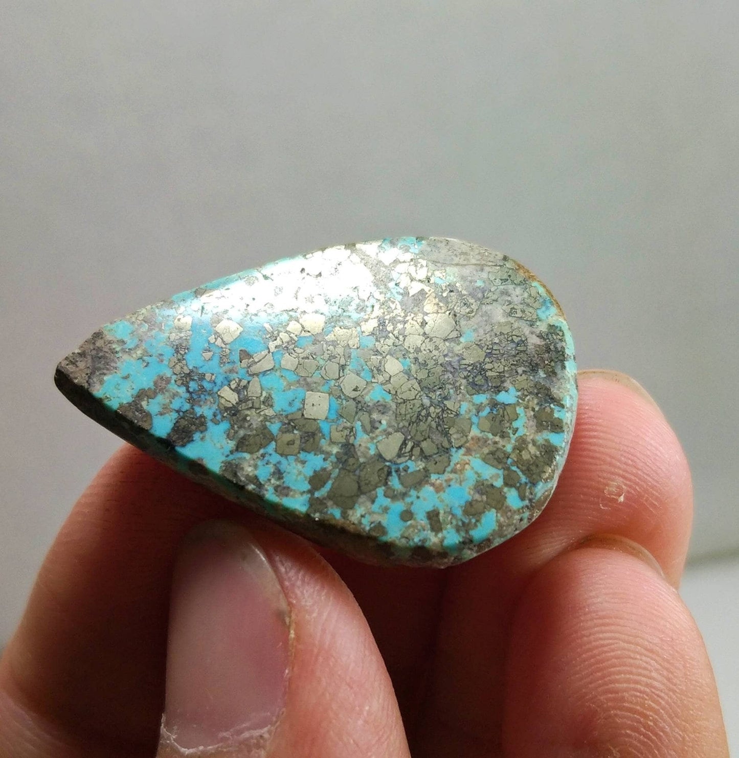 ARSAA GEMS AND MINERALSNatural good quality beautiful 34 carats pear shape turquoise with pyrite cabochon - Premium  from ARSAA GEMS AND MINERALS - Just $20.00! Shop now at ARSAA GEMS AND MINERALS