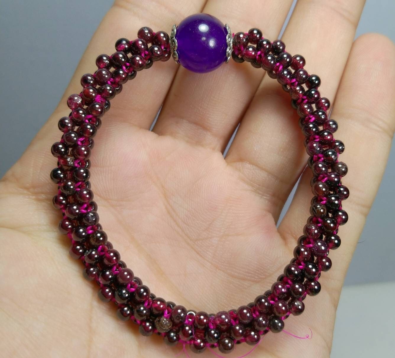 ARSAA GEMS AND MINERALSNatural good quality beautiful amethyst with garnet elastic bracelet - Premium  from ARSAA GEMS AND MINERALS - Just $20.00! Shop now at ARSAA GEMS AND MINERALS