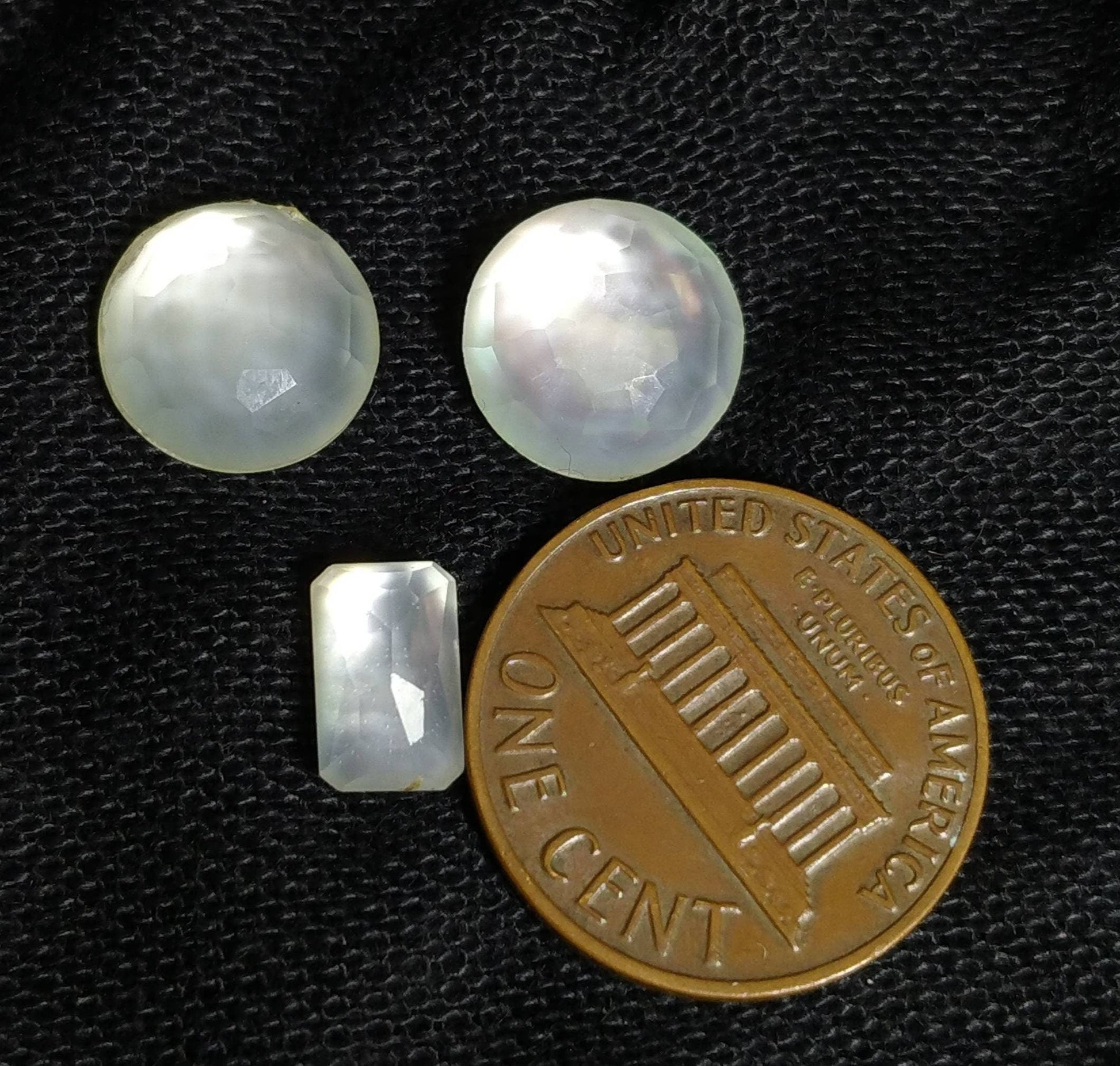 ARSAA GEMS AND MINERALSNatural top quality beautiful 10 carats small set of rose cut Faceted quartz with mother of pearl doublets Cabochons - Premium  from ARSAA GEMS AND MINERALS - Just $15.00! Shop now at ARSAA GEMS AND MINERALS
