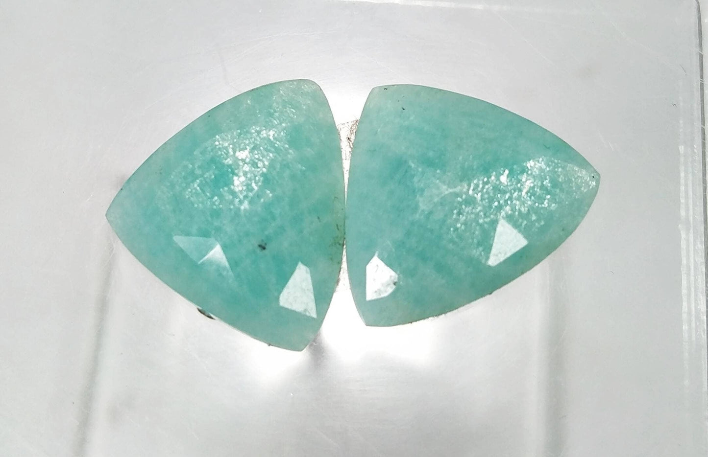 ARSAA GEMS AND MINERALSNatural top quality beautiful triangle shape pair of amazonite cabochons - Premium  from ARSAA GEMS AND MINERALS - Just $15.00! Shop now at ARSAA GEMS AND MINERALS
