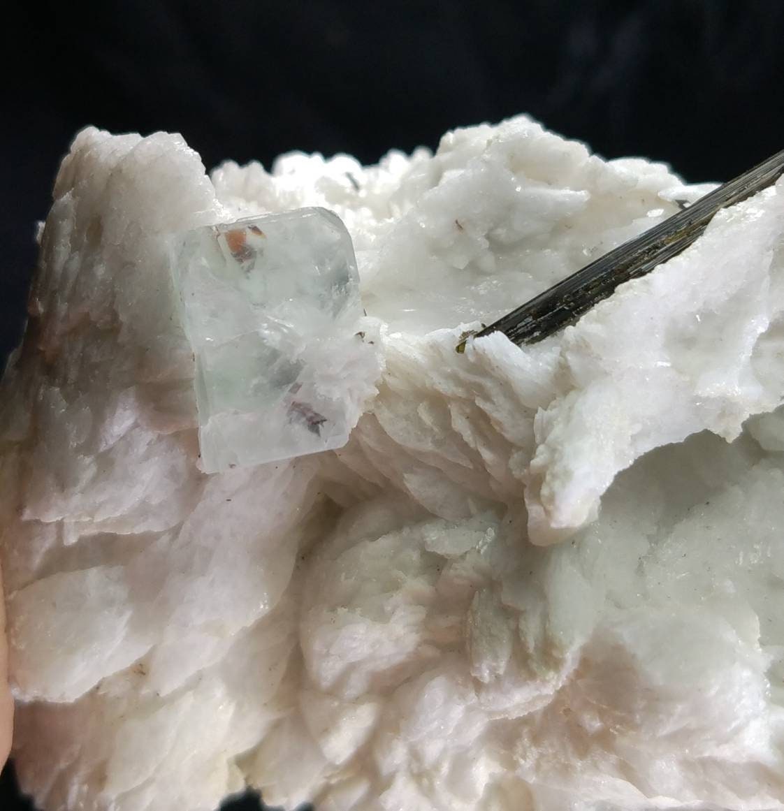 ARSAA GEMS AND MINERALSNatural aesthetic beautiful 238.8 grams combination of terminated tourmaline with aquamarine crystal on matrix on Albite - Premium  from ARSAA GEMS AND MINERALS - Just $120.00! Shop now at ARSAA GEMS AND MINERALS