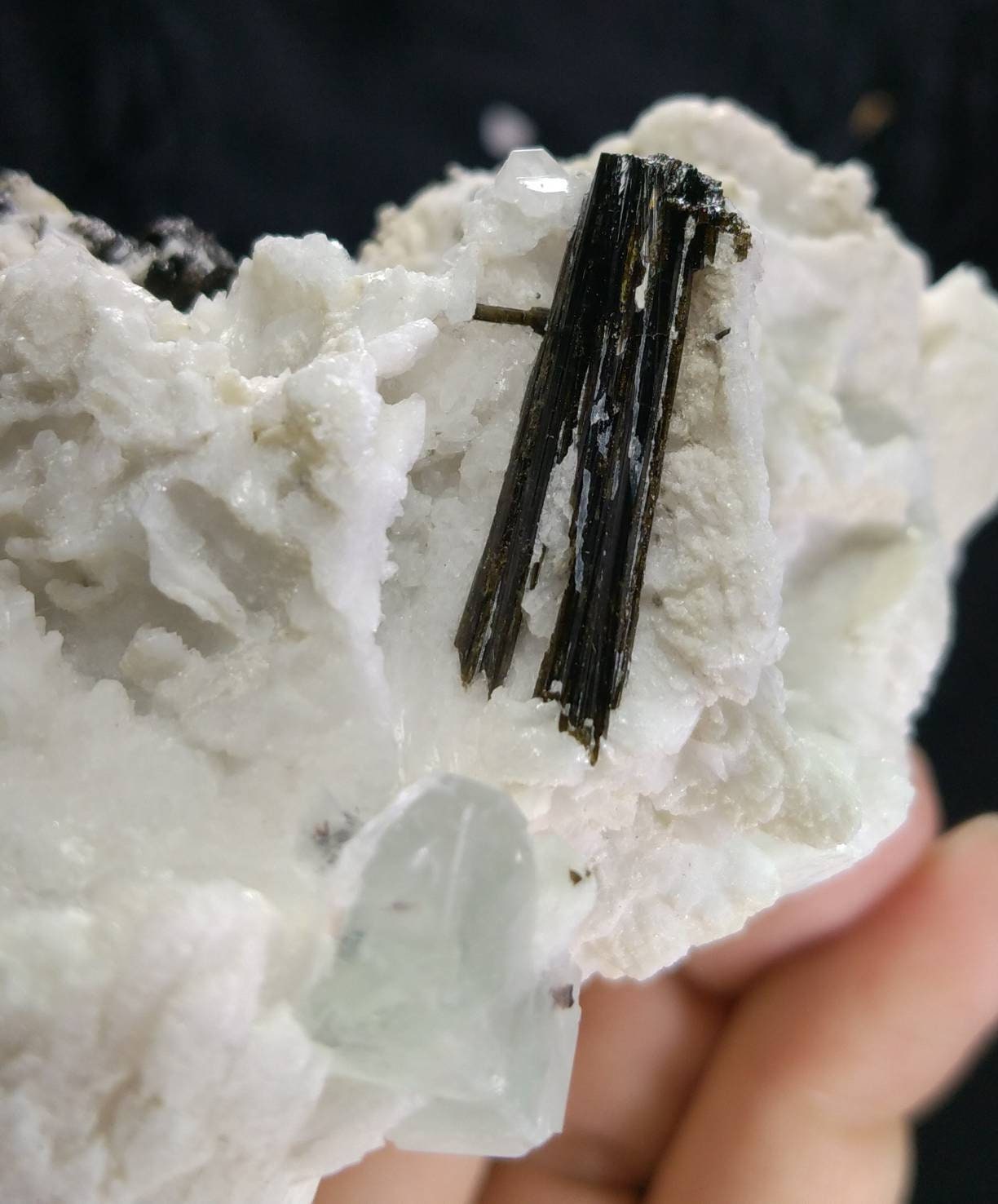 ARSAA GEMS AND MINERALSNatural aesthetic beautiful 238.8 grams combination of terminated tourmaline with aquamarine crystal on matrix on Albite - Premium  from ARSAA GEMS AND MINERALS - Just $120.00! Shop now at ARSAA GEMS AND MINERALS