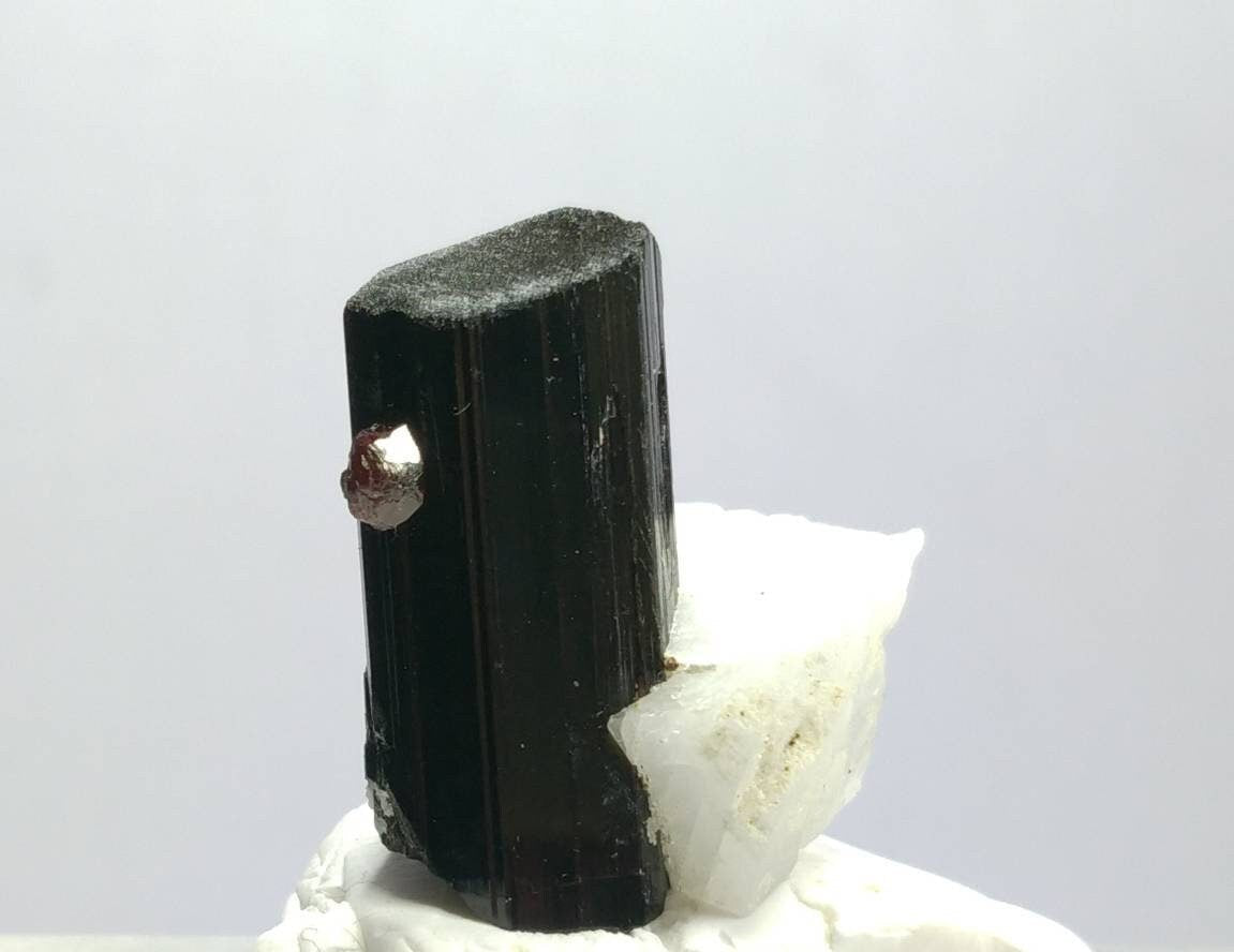 ARSAA GEMS AND MINERALSTop Quality beautiful natural 10.5 grams amazing terminated crystal of black tourmaline with spessartine garnet and albite - Premium  from ARSAA GEMS AND MINERALS - Just $45.00! Shop now at ARSAA GEMS AND MINERALS