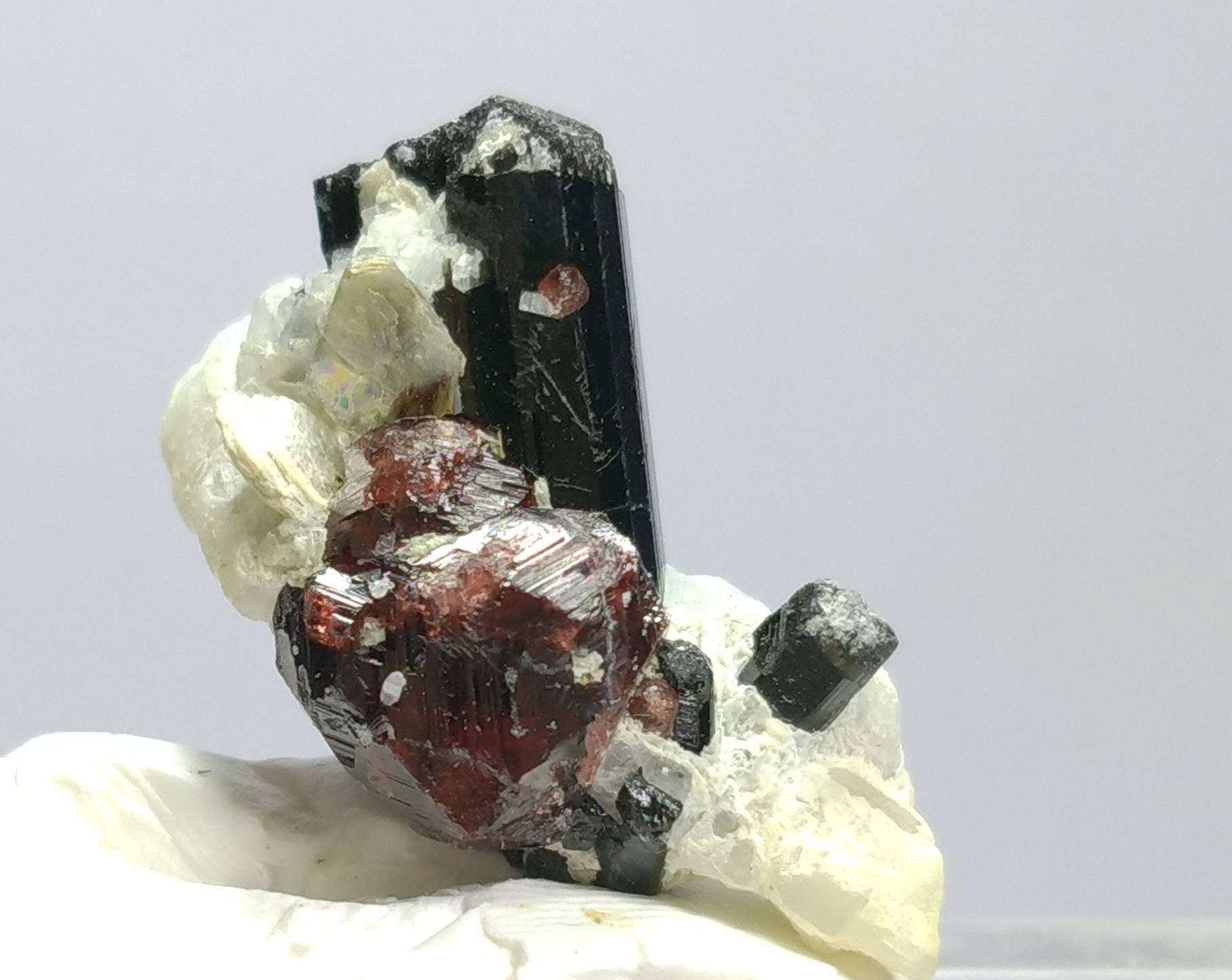 ARSAA GEMS AND MINERALSTop Quality beautiful natural 8 grams amazing terminated cluster of black tourmaline with spessartine garnet Albite and muscovite mica - Premium  from ARSAA GEMS AND MINERALS - Just $50.00! Shop now at ARSAA GEMS AND MINERALS