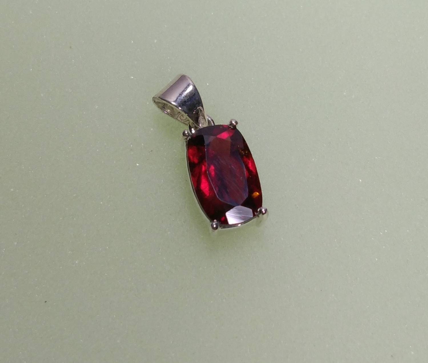 ARSAA GEMS AND MINERALSNatural fine quality beautiful VV Clarity radiant shape red rhodolite garnet sterling silver pendant - Premium  from ARSAA GEMS AND MINERALS - Just $40.00! Shop now at ARSAA GEMS AND MINERALS
