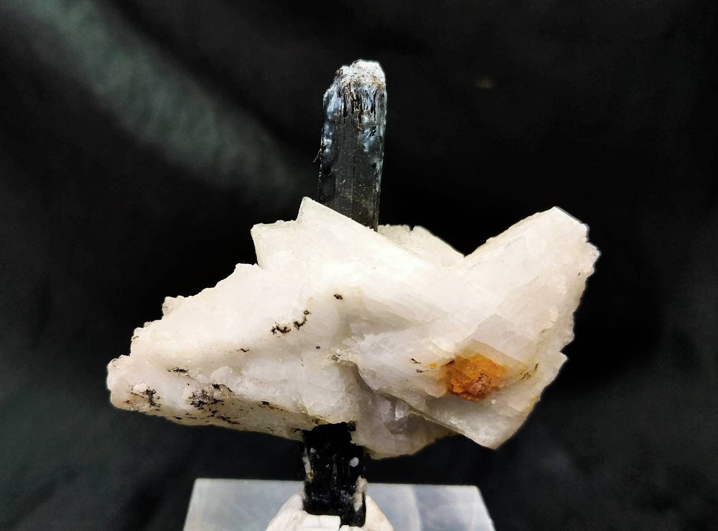 ARSAA GEMS AND MINERALSBlack tourmaline on Albite. The tourmalines crystal is penetrated into feldspar and gone through it - Premium  from ARSAA GEMS AND MINERALS - Just $25.00! Shop now at ARSAA GEMS AND MINERALS