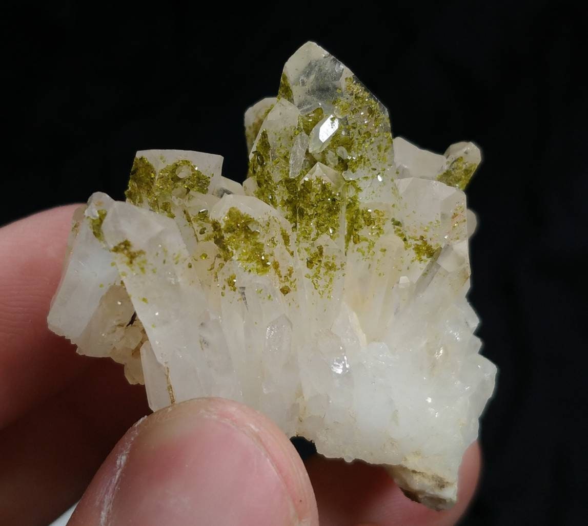 ARSAA GEMS AND MINERALSNatural top quality 37.7 grams one time found Very rare aesthetic green epidote are growing on quartz cluster - Premium  from ARSAA GEMS AND MINERALS - Just $75.00! Shop now at ARSAA GEMS AND MINERALS