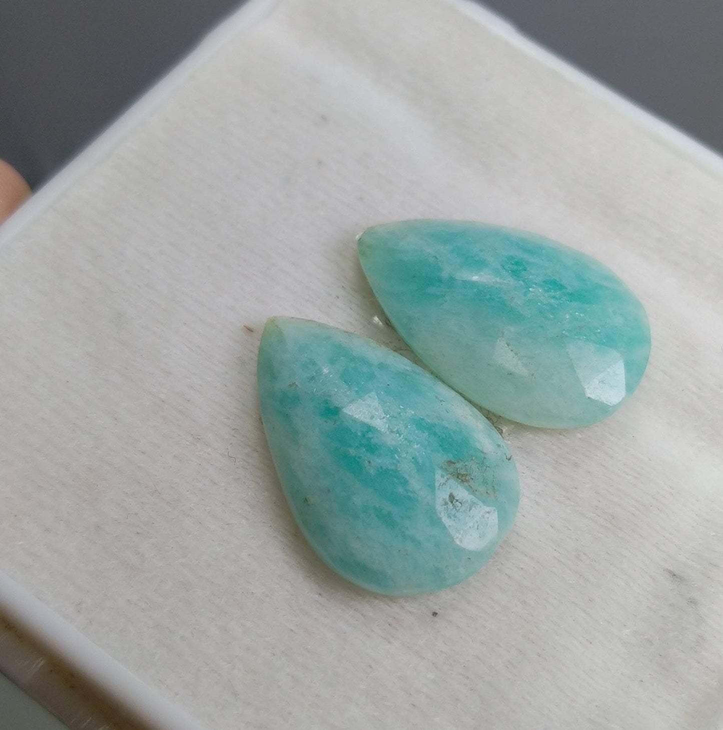 ARSAA GEMS AND MINERALSNatural top quality beautiful 15 carats pair of pear shape rose cut Faceted amazonite Cabochons - Premium  from ARSAA GEMS AND MINERALS - Just $15.00! Shop now at ARSAA GEMS AND MINERALS