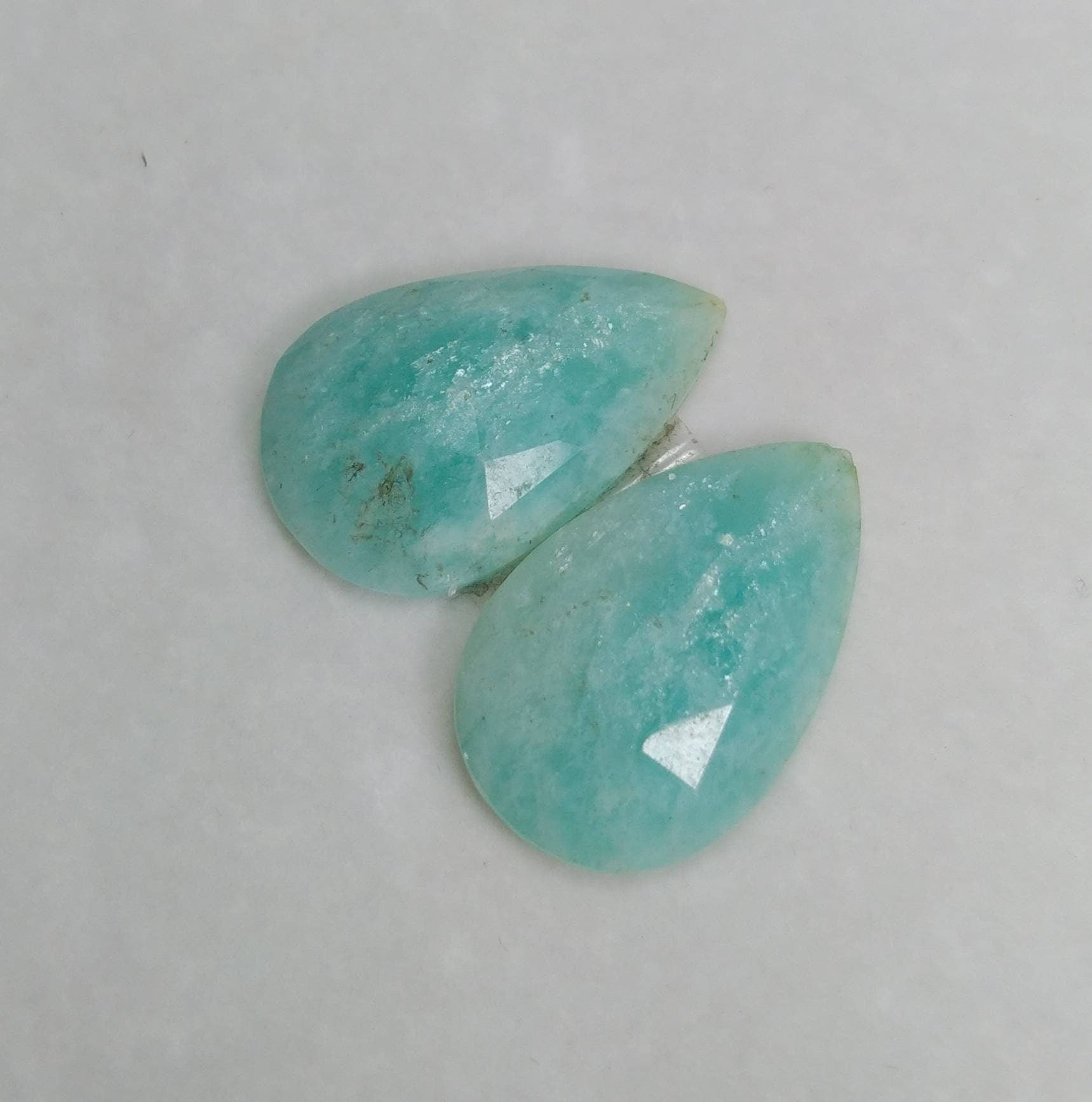 ARSAA GEMS AND MINERALSNatural top quality beautiful 15 carats pair of pear shape rose cut Faceted amazonite Cabochons - Premium  from ARSAA GEMS AND MINERALS - Just $15.00! Shop now at ARSAA GEMS AND MINERALS