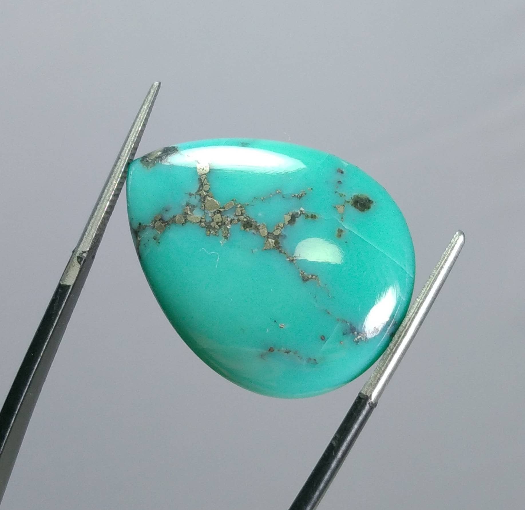 ARSAA GEMS AND MINERALSNatural aesthetic fine quality 20.5 carats peae shape kingman turquoise with pyrite cabochon - Premium  from ARSAA GEMS AND MINERALS - Just $25.00! Shop now at ARSAA GEMS AND MINERALS