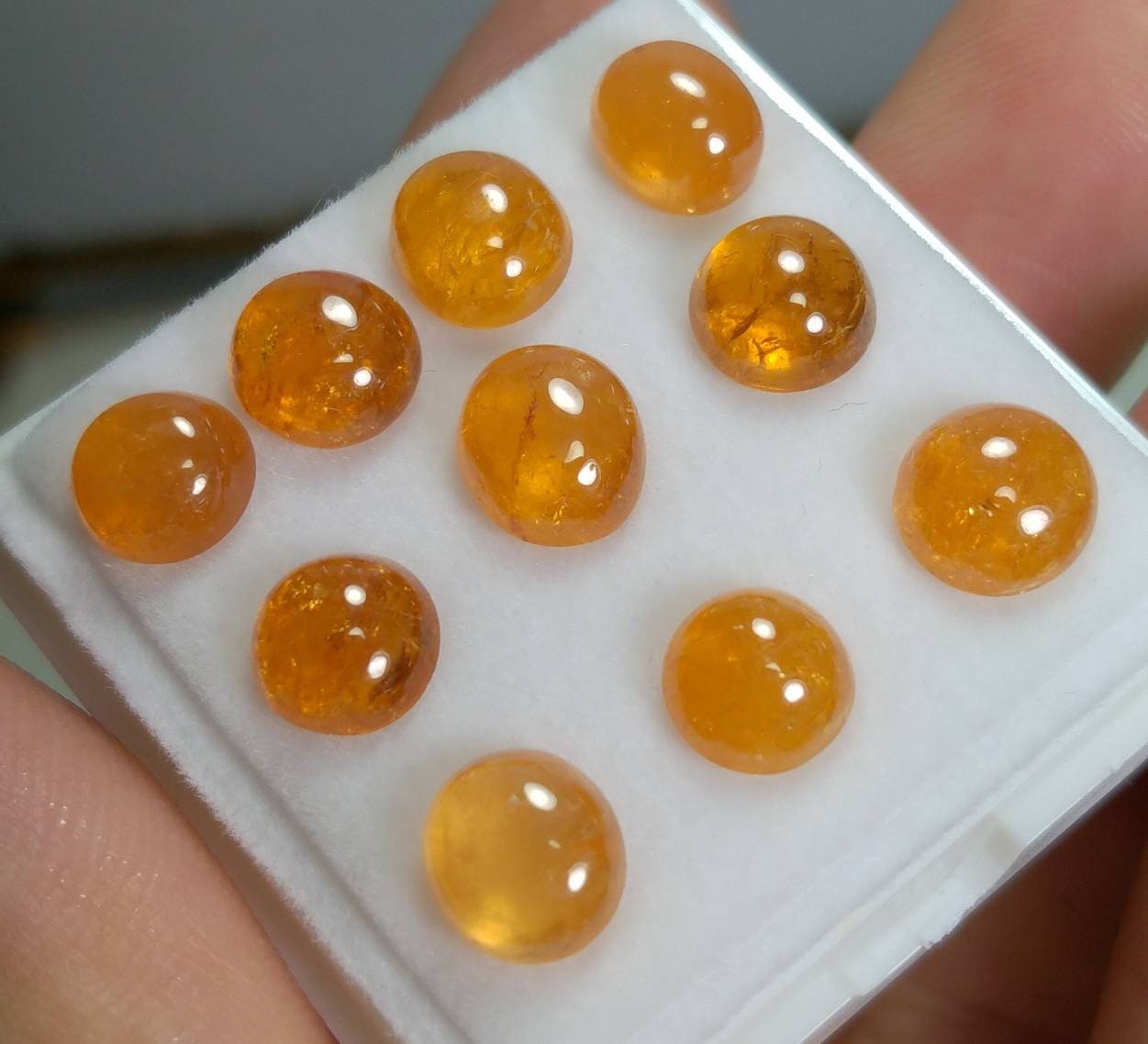 ARSAA GEMS AND MINERALSNatural fine quality beautiful 27.5 carats small lot of calibrated yellow Spessartine garnet cabochons - Premium  from ARSAA GEMS AND MINERALS - Just $55.00! Shop now at ARSAA GEMS AND MINERALS