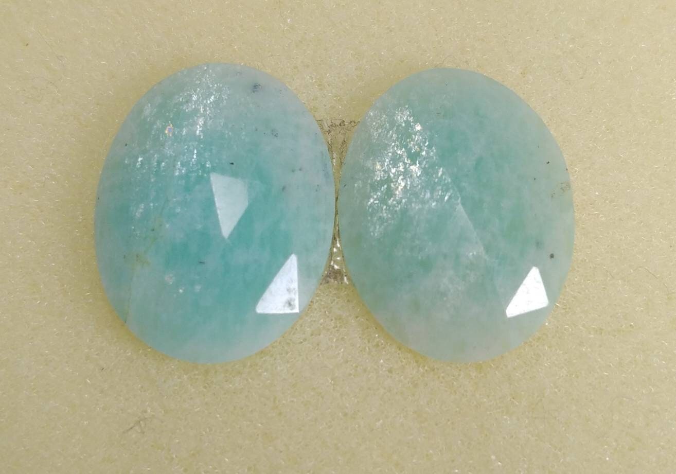 ARSAA GEMS AND MINERALSNatural top quality beautiful 18 carats pair of oval shape rose cut Faceted amazonite Cabochons - Premium  from ARSAA GEMS AND MINERALS - Just $15.00! Shop now at ARSAA GEMS AND MINERALS