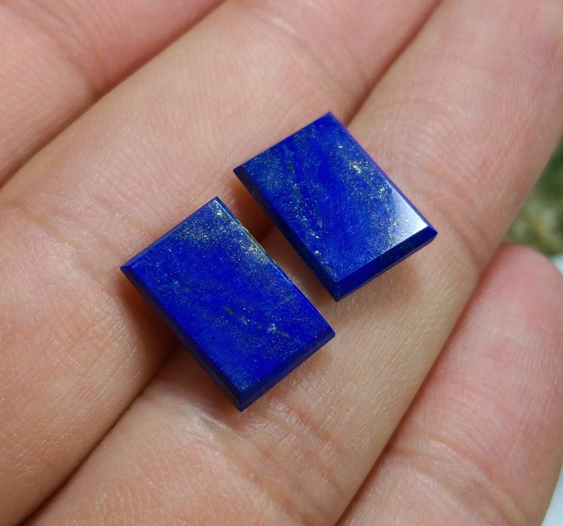 ARSAA GEMS AND MINERALSNatural top quality beautiful 7 carats rectangular shape pair of lapis lazuli cabochons - Premium  from ARSAA GEMS AND MINERALS - Just $12.00! Shop now at ARSAA GEMS AND MINERALS