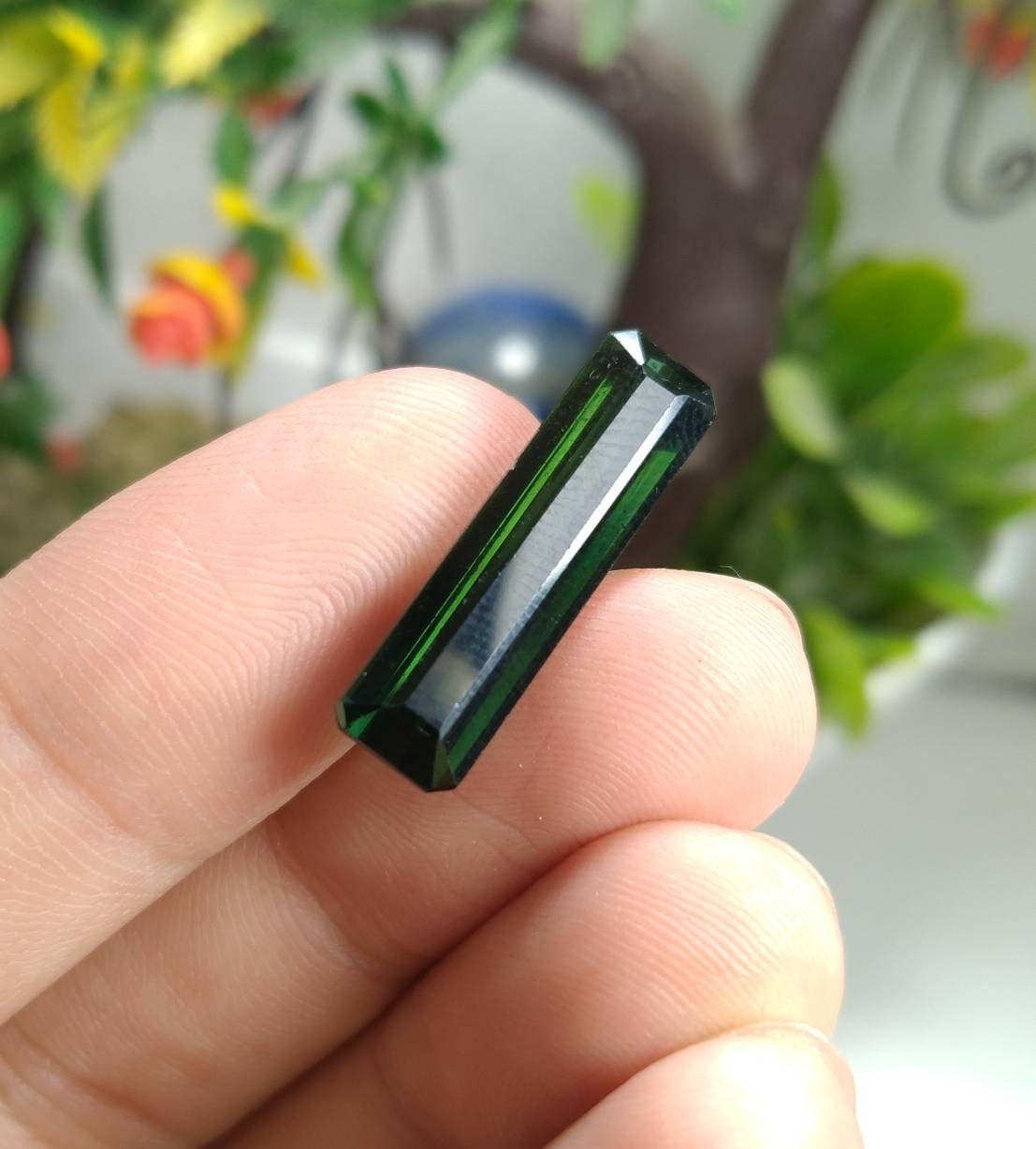ARSAA GEMS AND MINERALSNatural top quality beautiful 9 carats rectangular shape faceted green tourmaline gem - Premium  from ARSAA GEMS AND MINERALS - Just $90.00! Shop now at ARSAA GEMS AND MINERALS