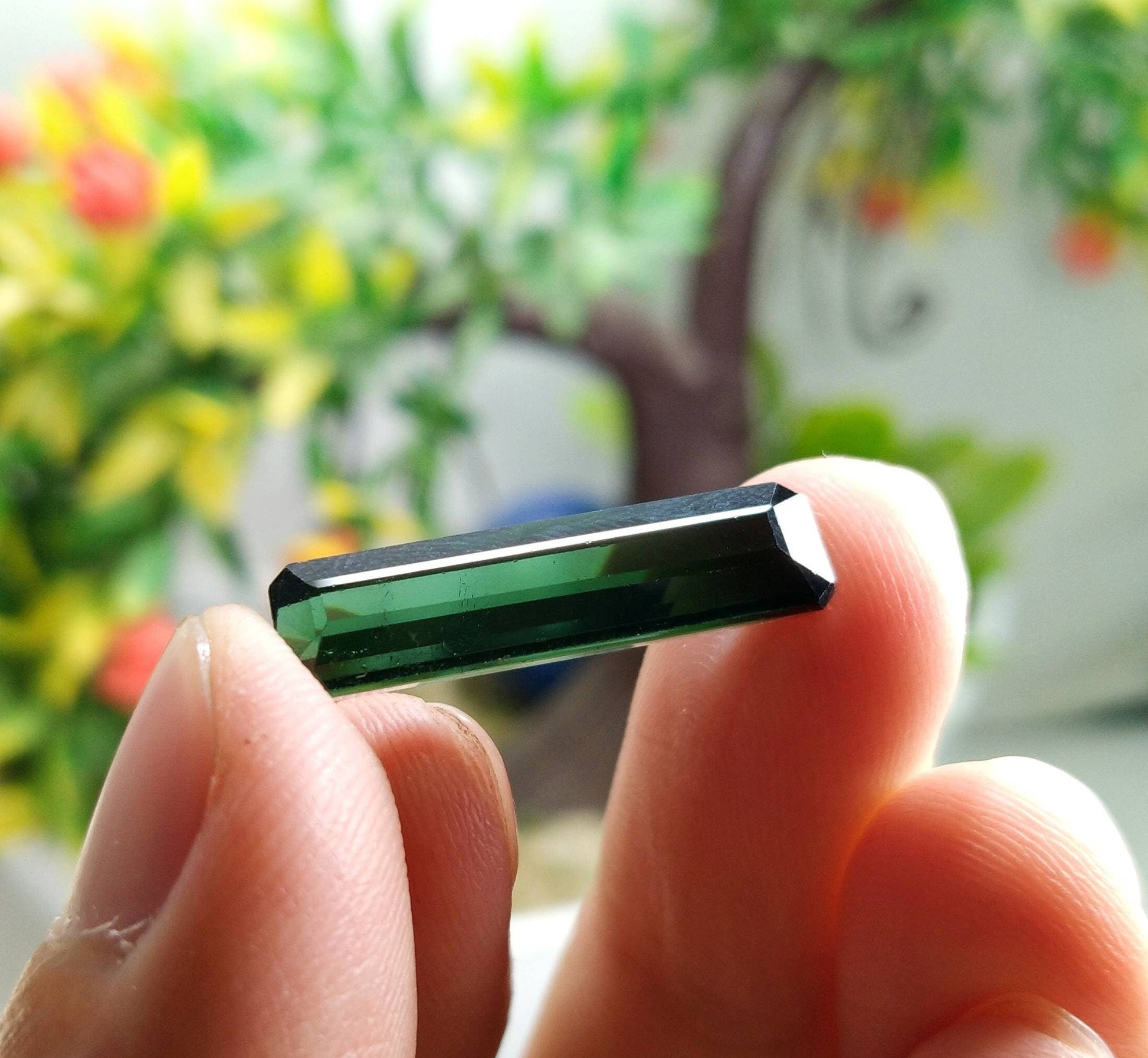 ARSAA GEMS AND MINERALSNatural top quality beautiful 9 carats rectangular shape faceted green tourmaline gem - Premium  from ARSAA GEMS AND MINERALS - Just $90.00! Shop now at ARSAA GEMS AND MINERALS