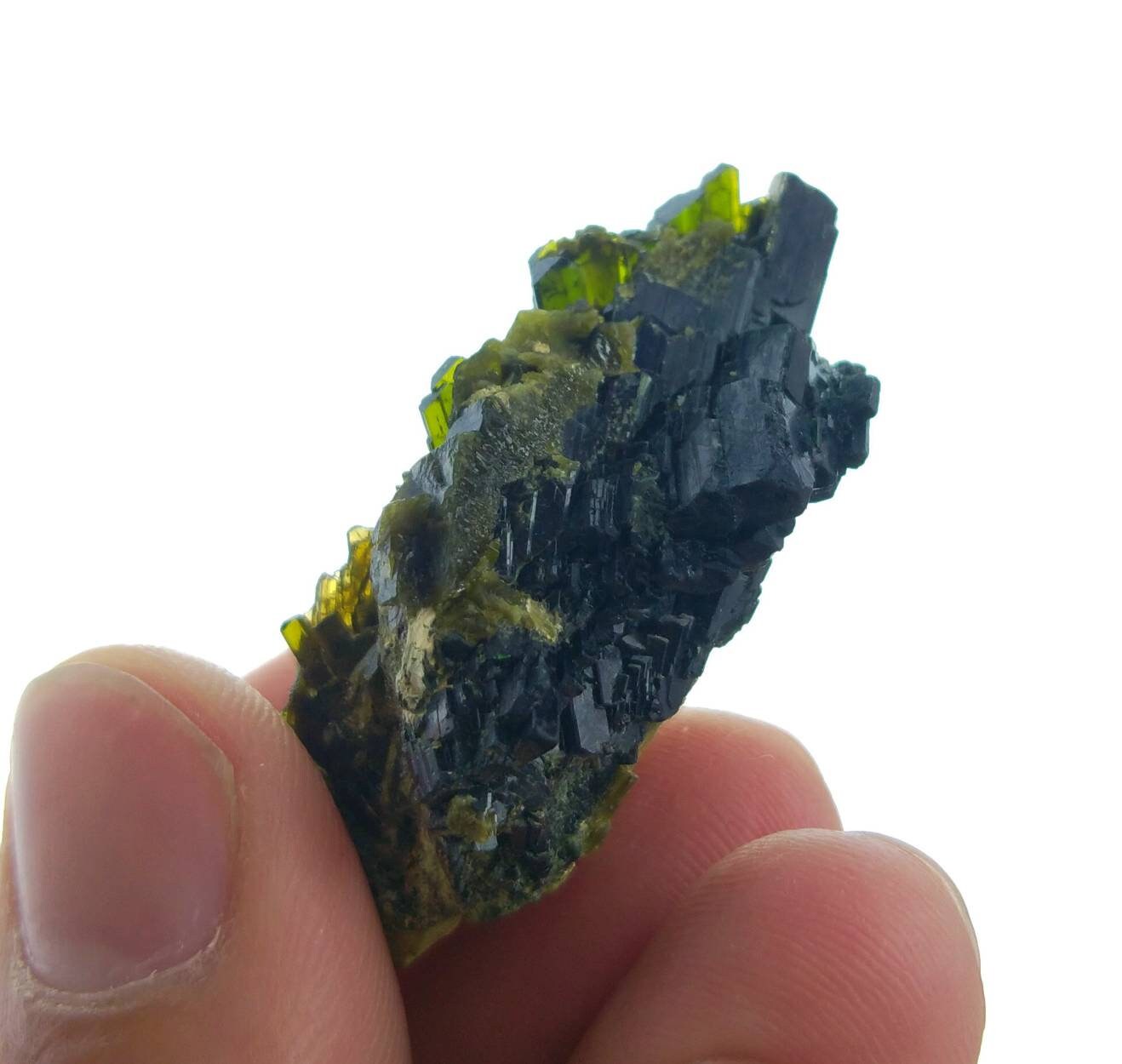 ARSAA GEMS AND MINERALSNatural aesthetic step formation perfectly terminated ugaite/aegirine with green epidote crystal from Pakistan, weight: 15.8 grams - Premium  from ARSAA GEMS AND MINERALS - Just $30.00! Shop now at ARSAA GEMS AND MINERALS