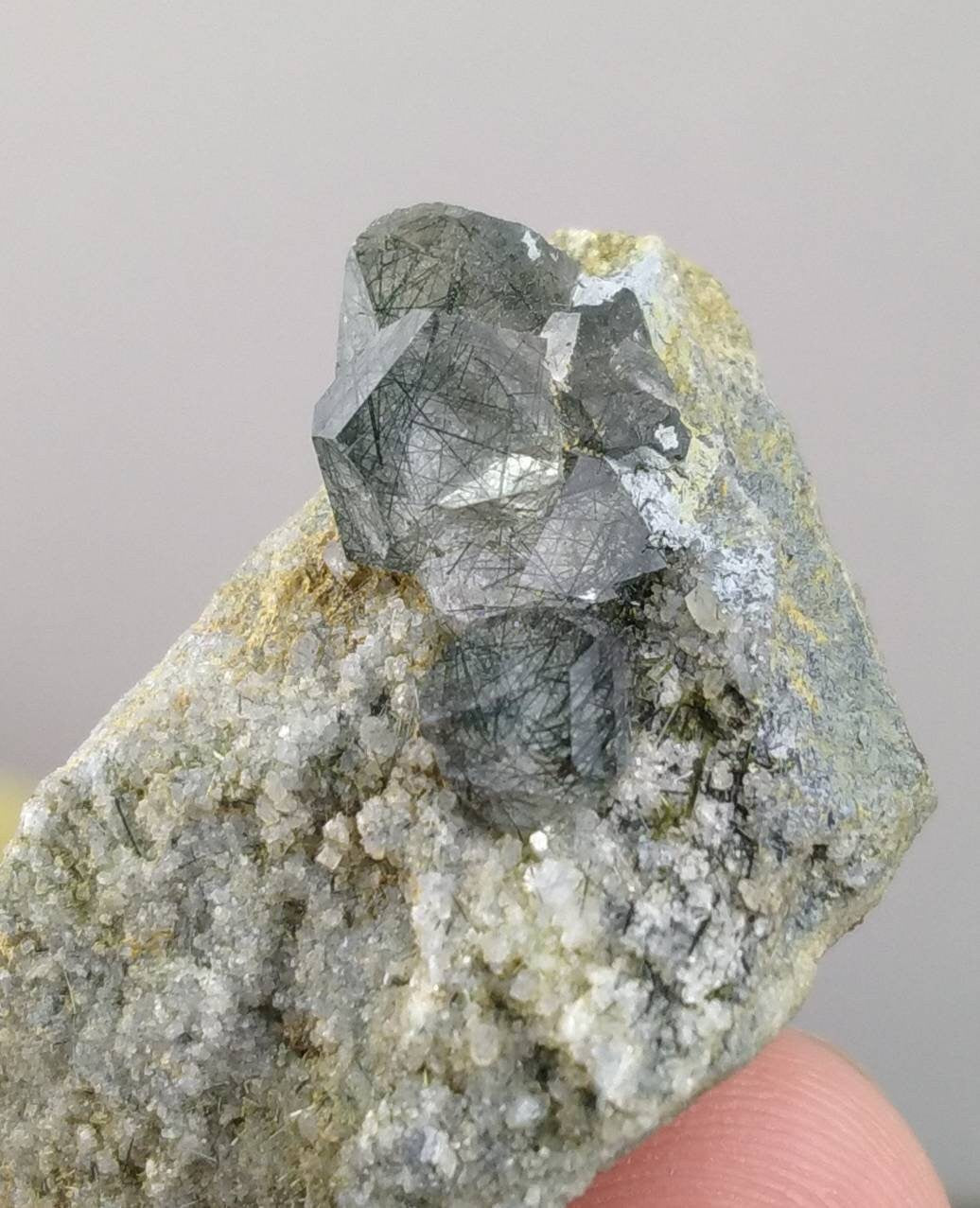 ARSAA GEMS AND MINERALSNatural aesthetic terminated on matrix Riebeckite included quartz cluster from zagi mountain KP Pakistan, weight, 13 grams - Premium  from ARSAA GEMS AND MINERALS - Just $20.00! Shop now at ARSAA GEMS AND MINERALS