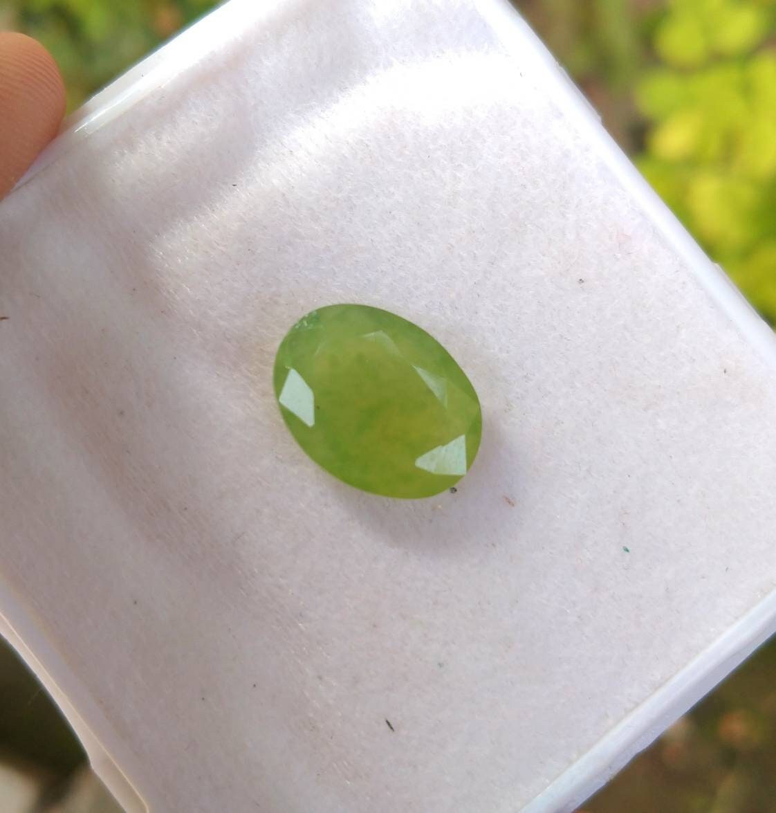 ARSAA GEMS AND MINERALSNatural fine quality beautiful 9.5 carats oval cut shape faceted green hydrograssular garnet gem - Premium  from ARSAA GEMS AND MINERALS - Just $19.00! Shop now at ARSAA GEMS AND MINERALS