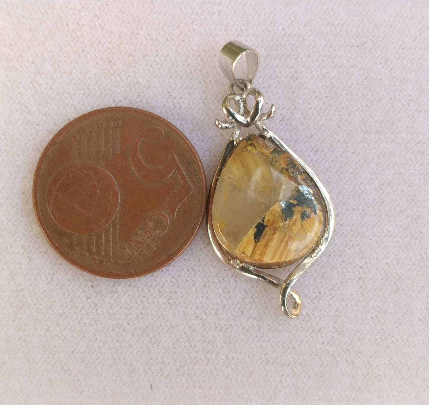 ARSAA GEMS AND MINERALSNatural fine quality beautiful pear shape golden rutile included quartz sterling silver pendant - Premium  from ARSAA GEMS AND MINERALS - Just $20.00! Shop now at ARSAA GEMS AND MINERALS