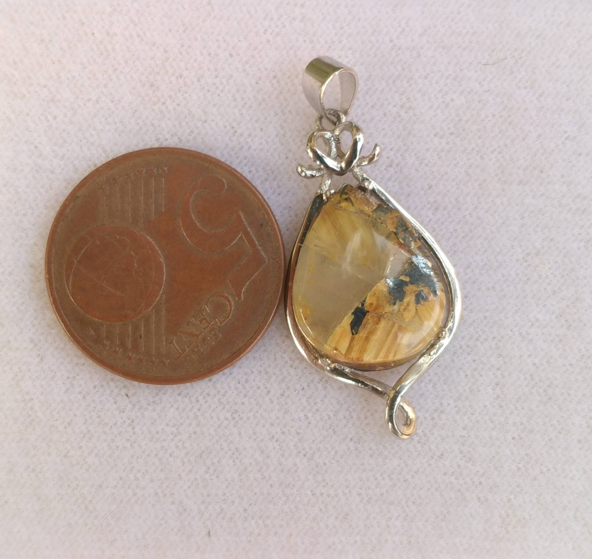 ARSAA GEMS AND MINERALSNatural fine quality beautiful pear shape golden rutile included quartz sterling silver pendant - Premium  from ARSAA GEMS AND MINERALS - Just $20.00! Shop now at ARSAA GEMS AND MINERALS