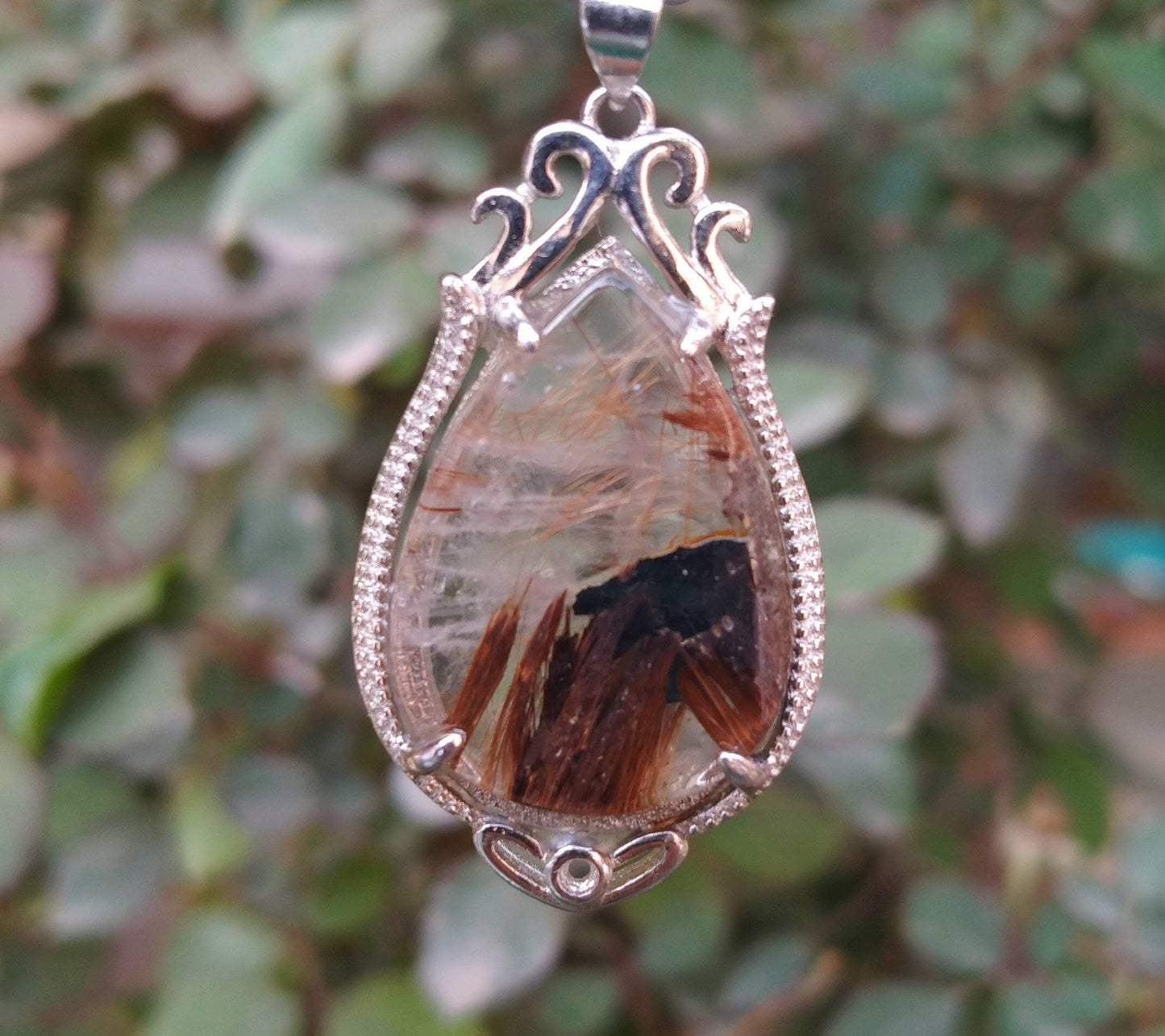 ARSAA GEMS AND MINERALSNatural fine quality beautiful pear shape golden rutile included quartz sterling silver pendant - Premium  from ARSAA GEMS AND MINERALS - Just $20.00! Shop now at ARSAA GEMS AND MINERALS