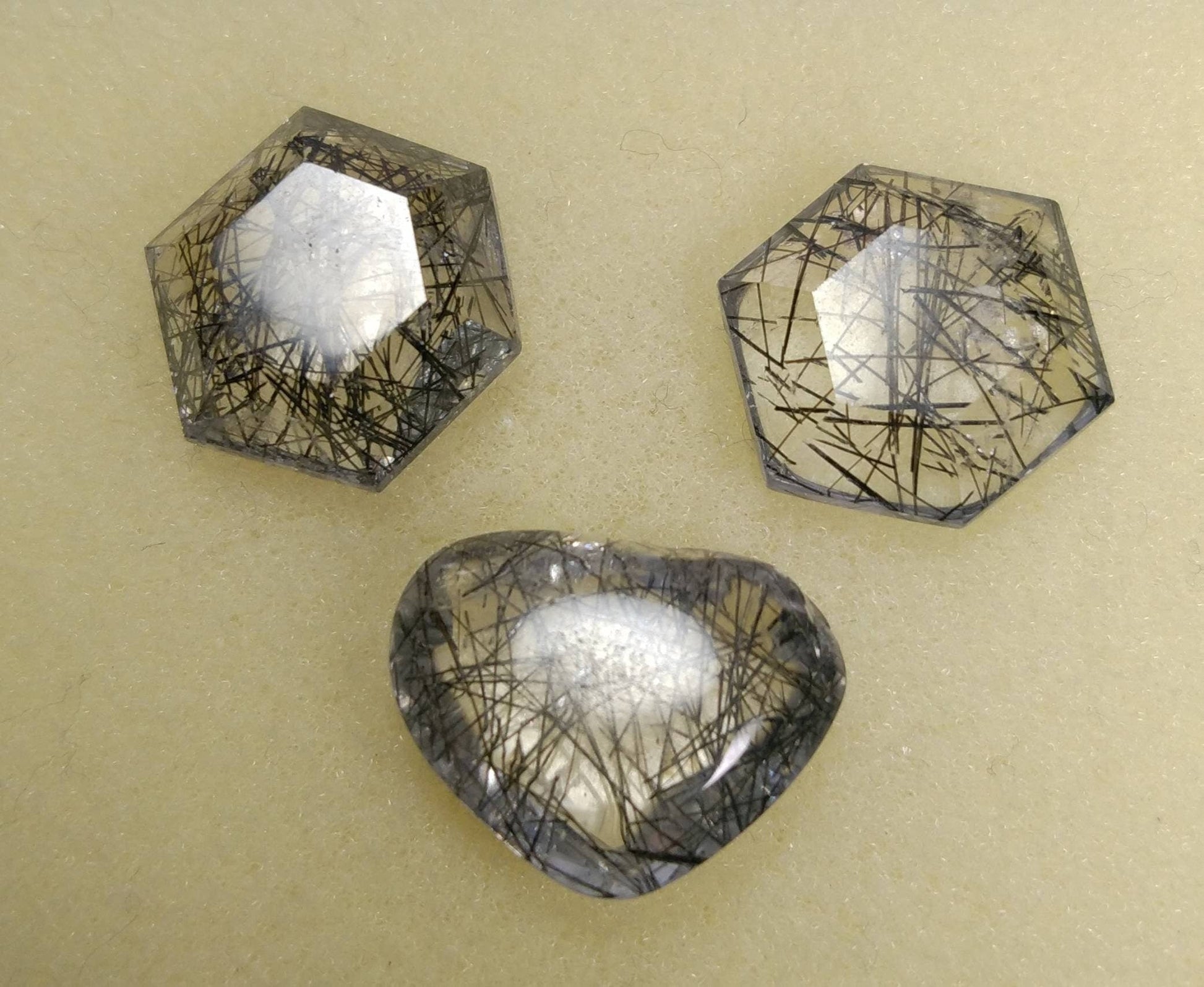 ARSAA GEMS AND MINERALSNatural fine quality beautiful 39 carats rose cut Faceted hexagonal shapes small jewelry set of black Tourmaline included quartz Cabochons - Premium  from ARSAA GEMS AND MINERALS - Just $21.00! Shop now at ARSAA GEMS AND MINERALS