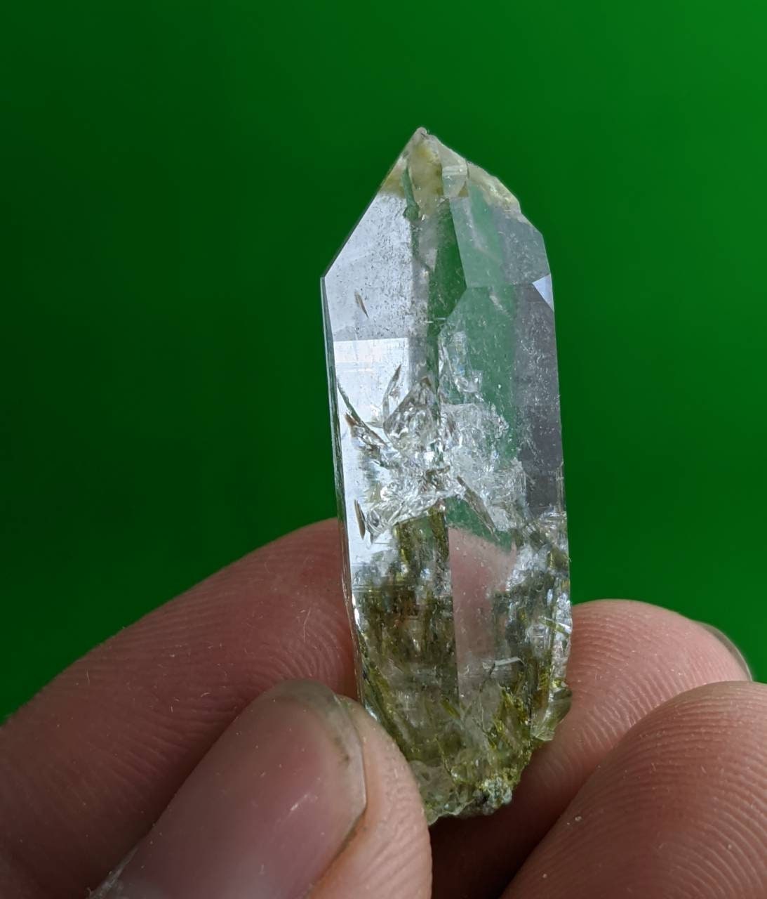 ARSAA GEMS AND MINERALSEpidote included quartz crystal from Balochistan Pakistan , Nice termination clear with beautiful epidote inclusion - Premium  from ARSAA GEMS AND MINERALS - Just $20.00! Shop now at ARSAA GEMS AND MINERALS