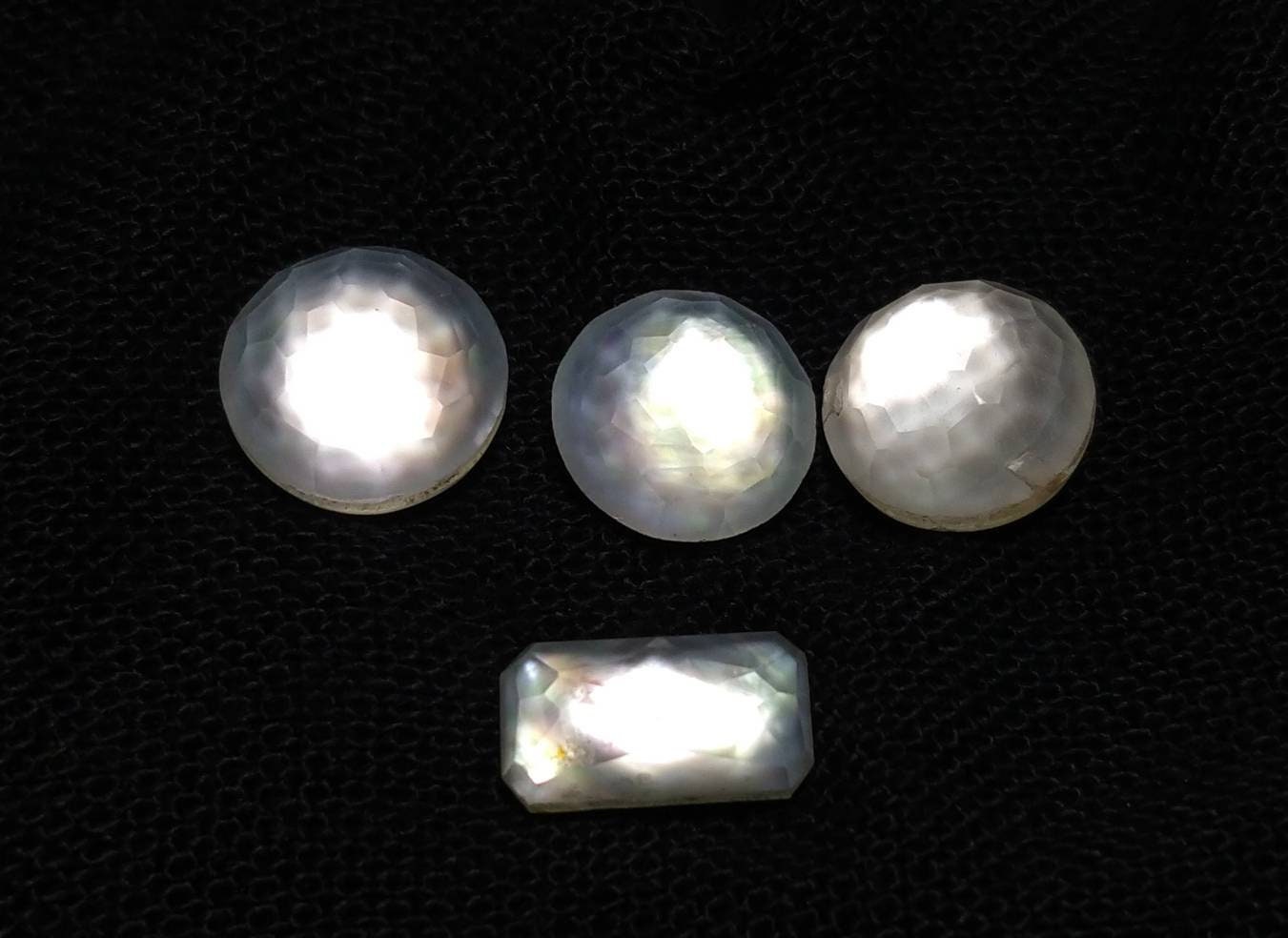 ARSAA GEMS AND MINERALSNatural top quality beautiful 13.5 carats small set of rose cut Faceted quartz with mother of pearl doublets Cabochons - Premium  from ARSAA GEMS AND MINERALS - Just $20.00! Shop now at ARSAA GEMS AND MINERALS
