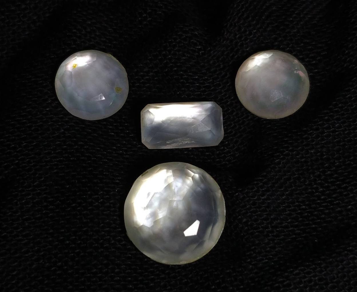 ARSAA GEMS AND MINERALSNatural top quality beautiful 16 carats small set of rose cut Faceted quartz with mother of pearl doublets Cabochons - Premium  from ARSAA GEMS AND MINERALS - Just $25.00! Shop now at ARSAA GEMS AND MINERALS