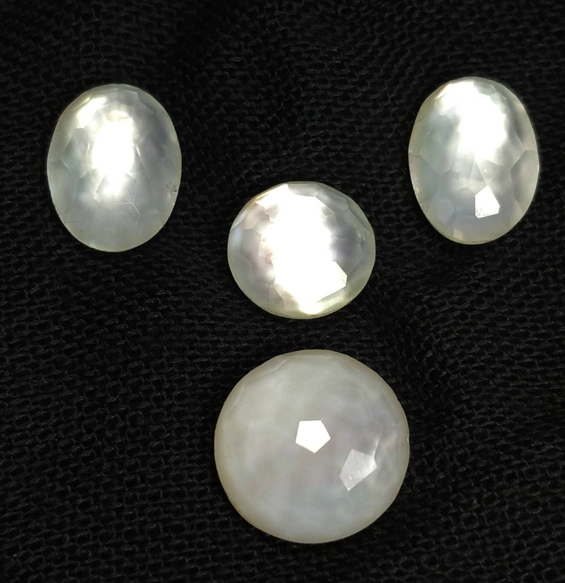 ARSAA GEMS AND MINERALSNatural top quality beautiful 17.5 Carat small set of rose cut Faceted quartz with mother of pearl doublets Cabochons - Premium  from ARSAA GEMS AND MINERALS - Just $25.00! Shop now at ARSAA GEMS AND MINERALS