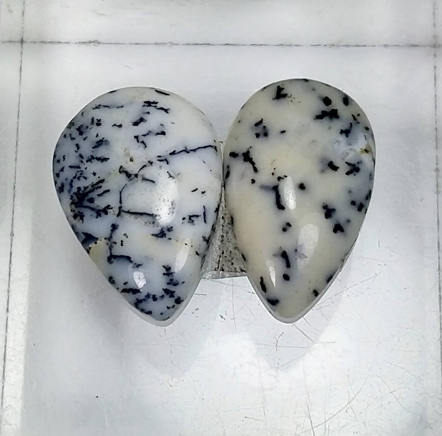 ARSAA GEMS AND MINERALSNatural top quality beautiful pair of pear shape dendritic opal cabochons - Premium  from ARSAA GEMS AND MINERALS - Just $15.00! Shop now at ARSAA GEMS AND MINERALS