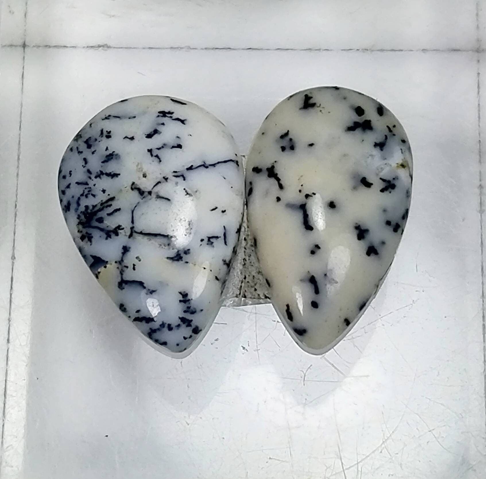 ARSAA GEMS AND MINERALSNatural top quality beautiful pair of pear shape dendritic opal cabochons - Premium  from ARSAA GEMS AND MINERALS - Just $15.00! Shop now at ARSAA GEMS AND MINERALS