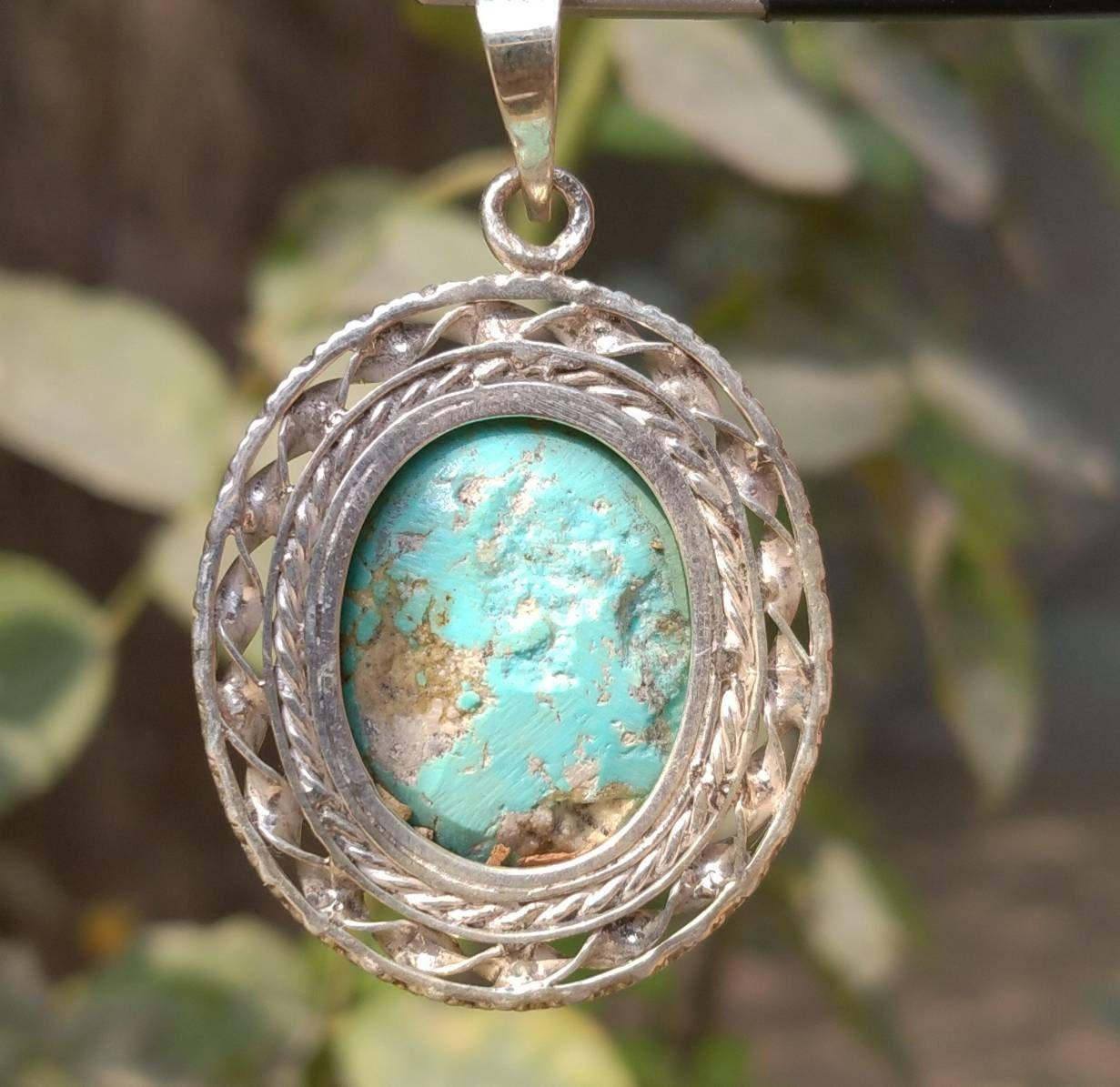 ARSAA GEMS AND MINERALSNatural top Quality beautiful untreated unheated oval shape turquoise sterling silver pendant - Premium  from ARSAA GEMS AND MINERALS - Just $55.00! Shop now at ARSAA GEMS AND MINERALS