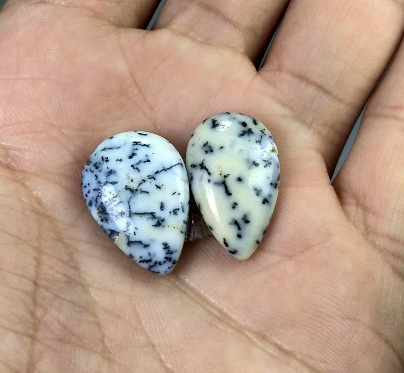 ARSAA GEMS AND MINERALSNatural top quality beautiful pair of pear shape dendritic opal cabochons - Premium  from ARSAA GEMS AND MINERALS - Just $15.00! Shop now at ARSAA GEMS AND MINERALS